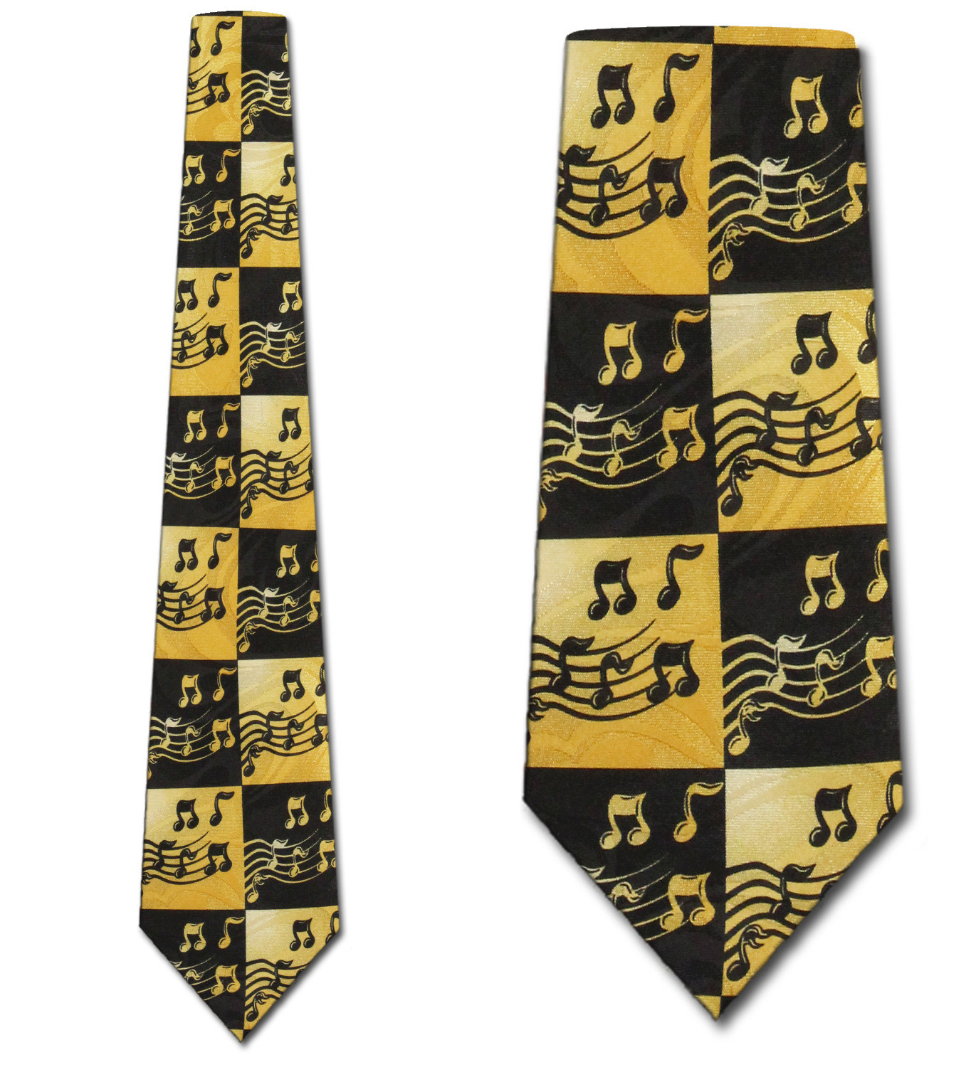 2170-100: Black and Gold Music Notes Tie Musical Neckties by Steven Harris
