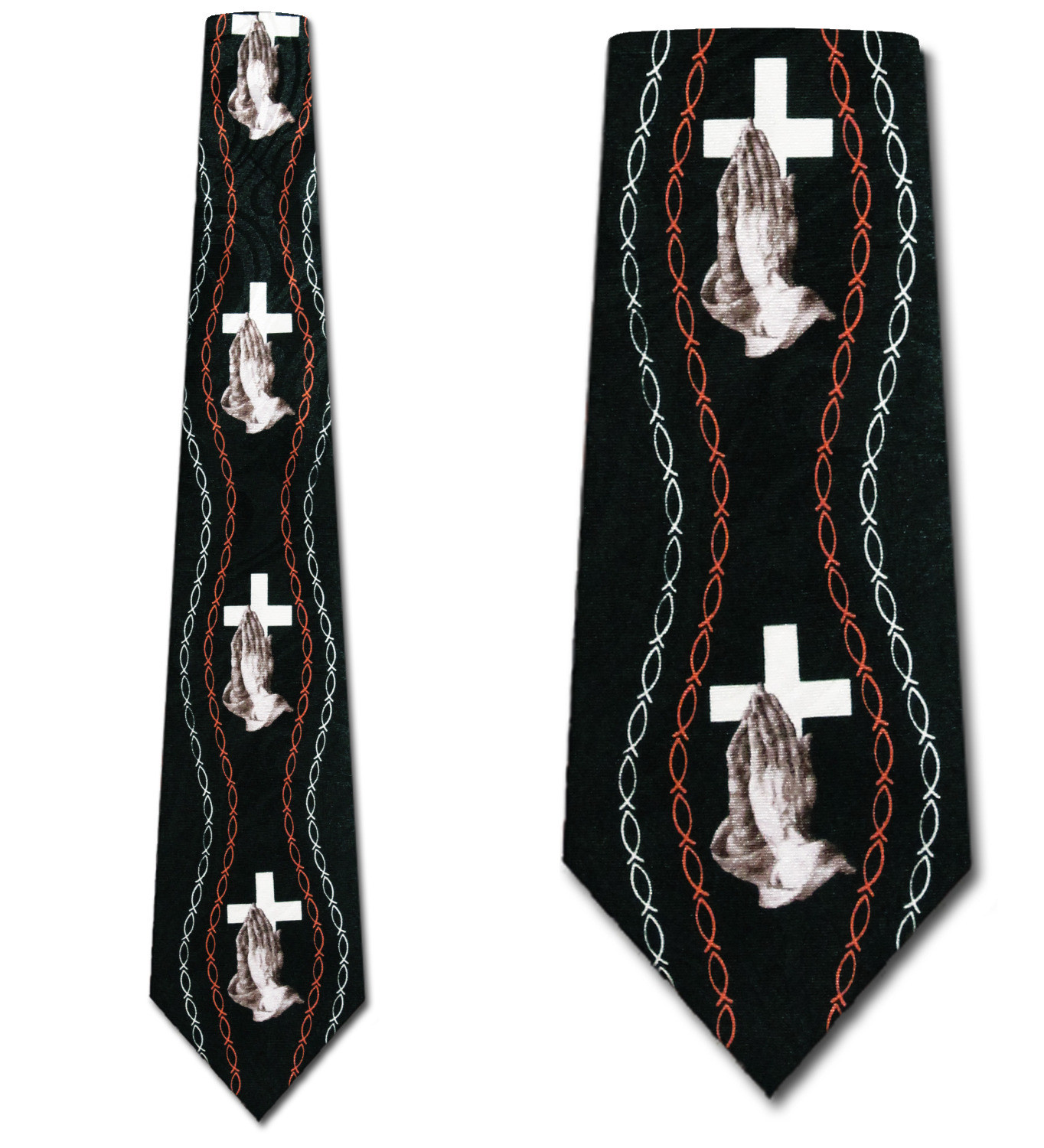 2175-100: Thoughts Prayers and Crosses Ties Christian Neckties Black by Steven Harris