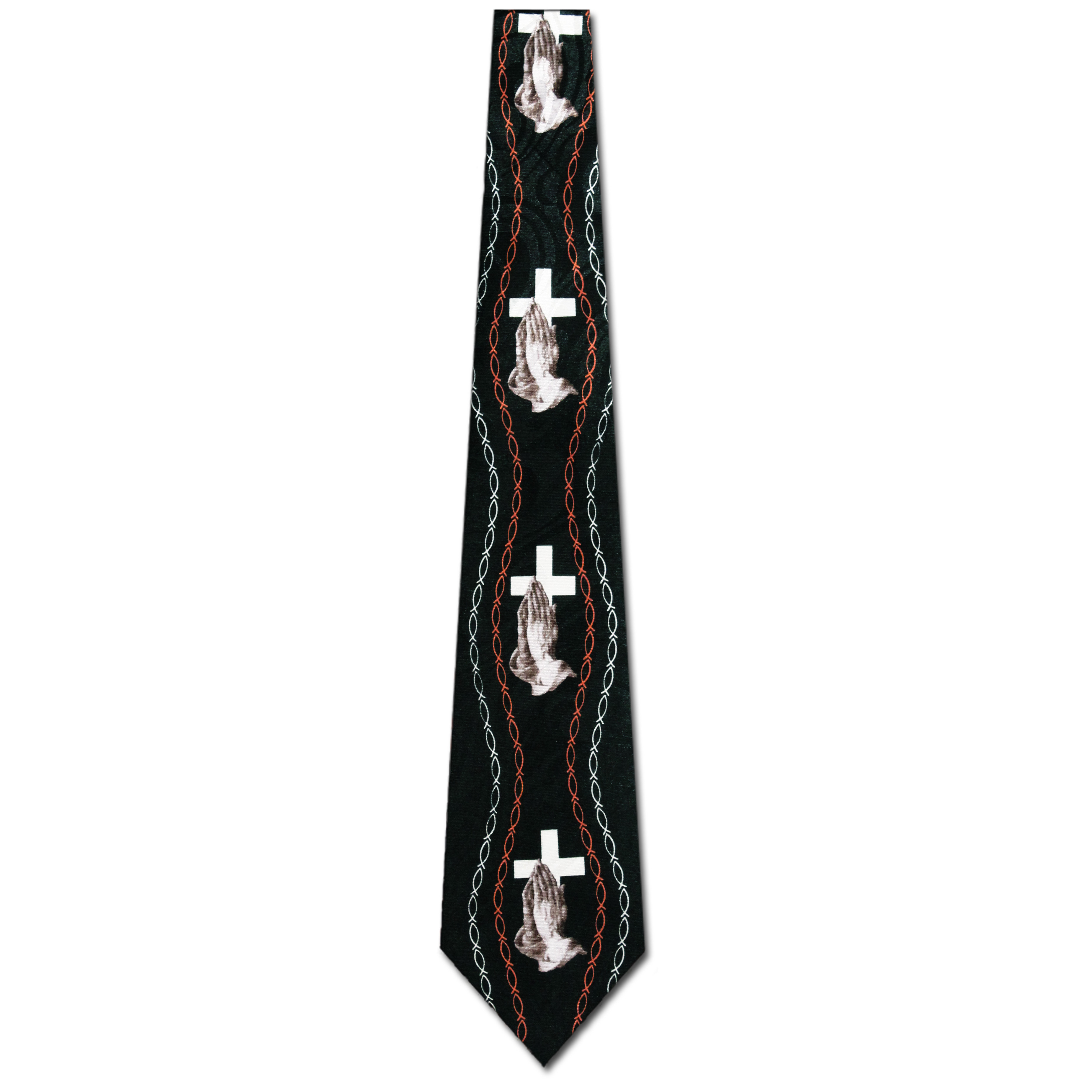 2175-100: Thoughts Prayers and Crosses Ties Christian Neckties Black by Steven Harris at Abcties.com
