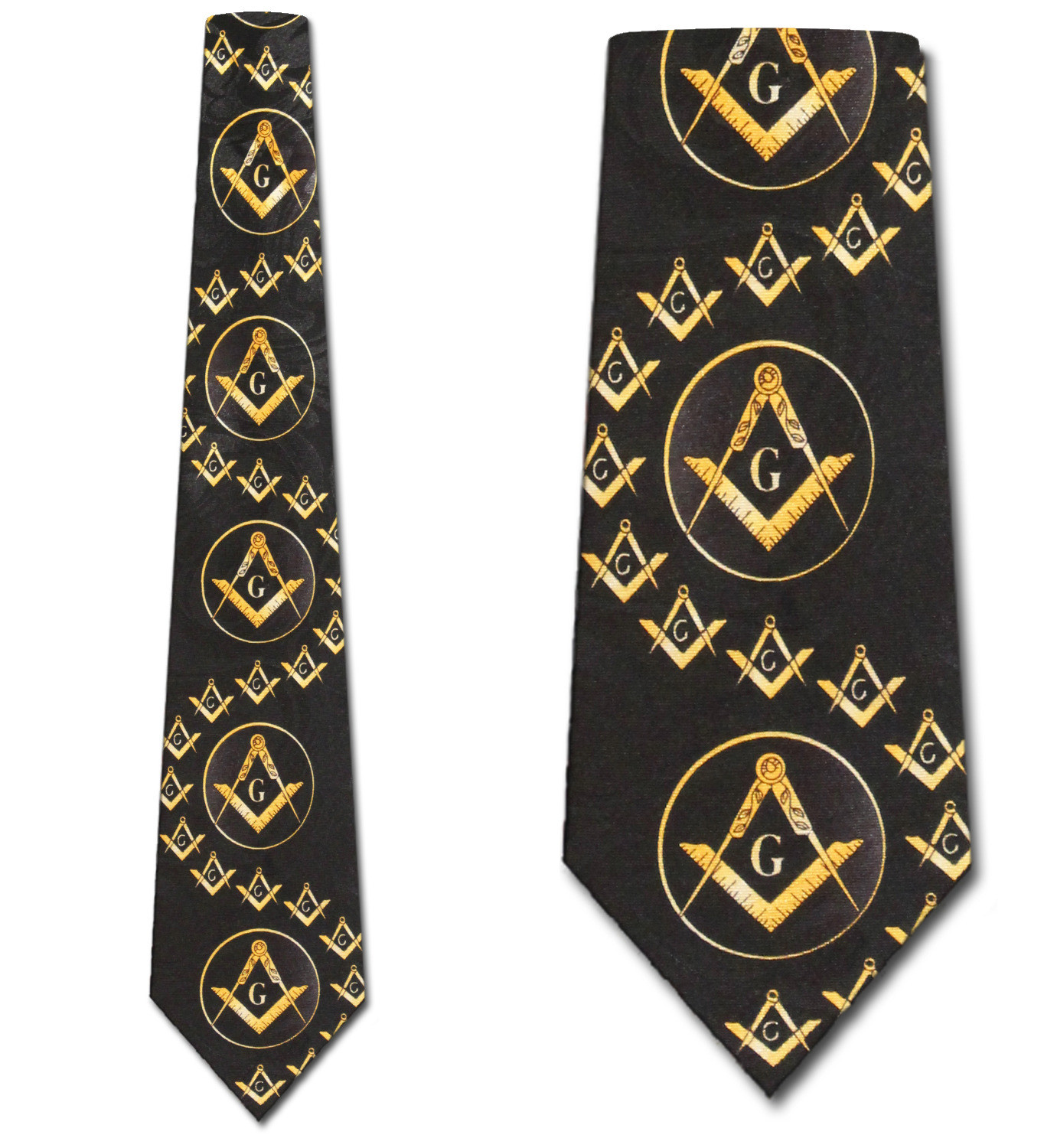 2178-100: Mason Waving Logo Tie Black Masons Neckties by Steven Harris