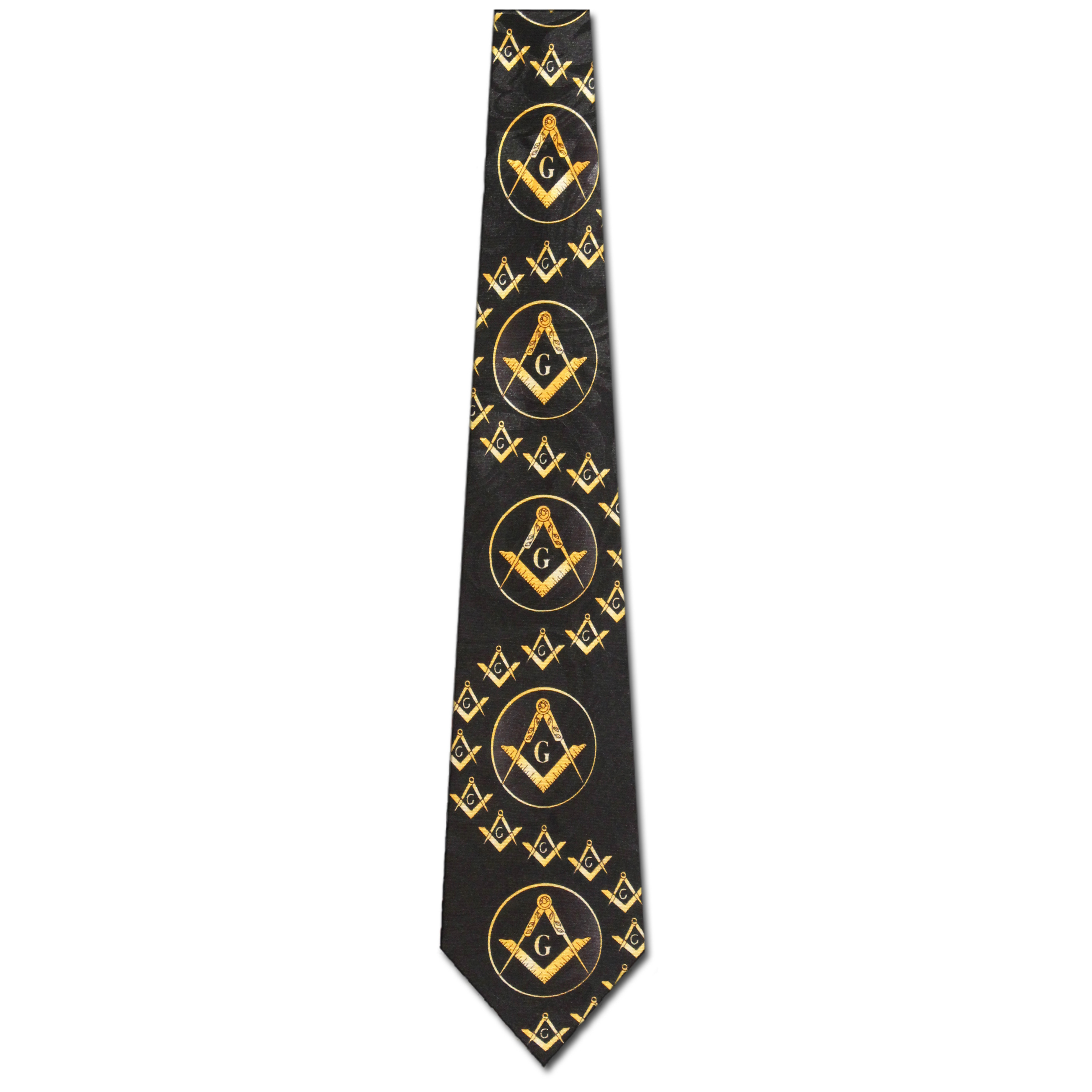 2178-100: Mason Waving Logo Tie Black Masons Neckties by Steven Harris at Abcties.com