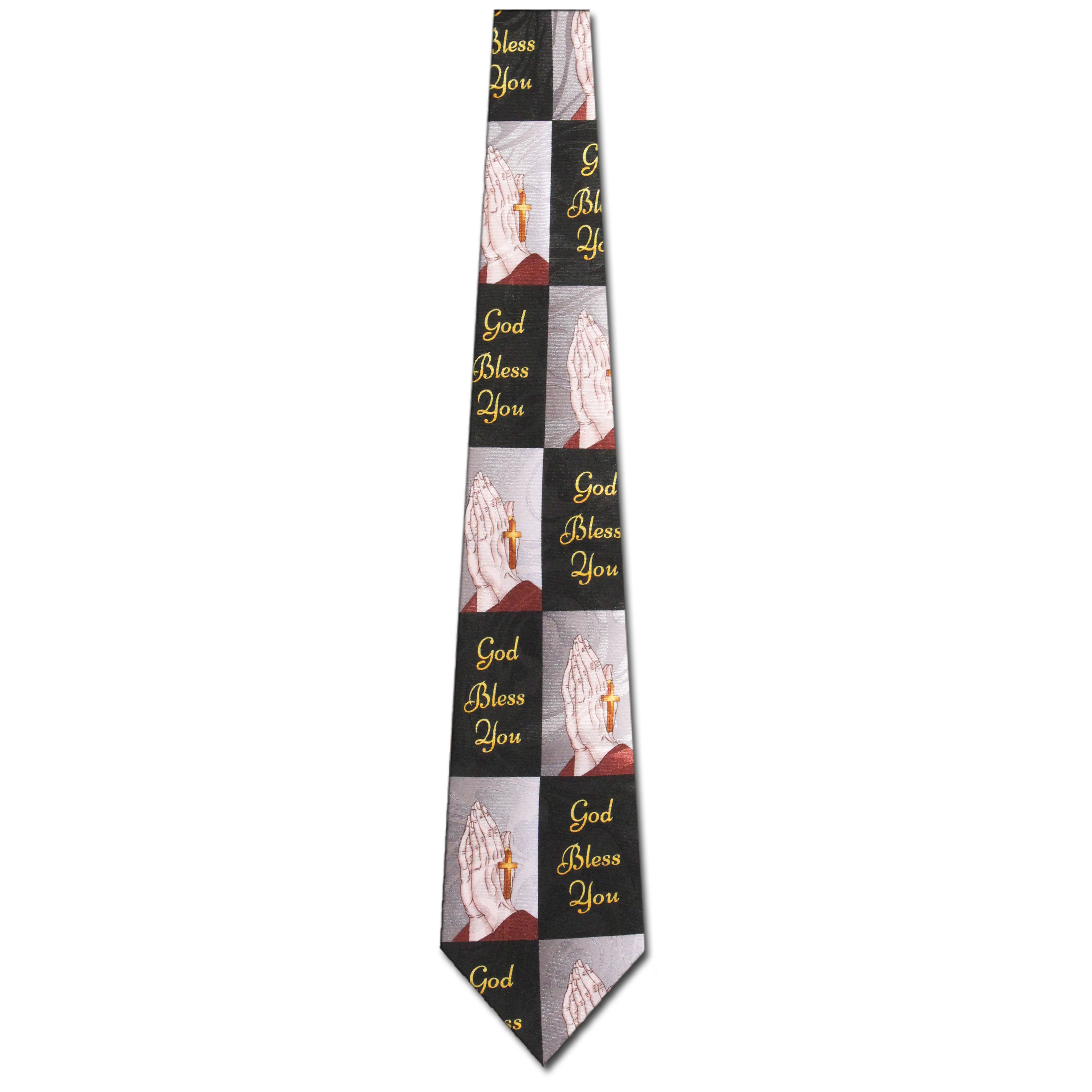 2185-100: God Bless You Ties Checkered Inspirational Prayer Neckties Black by Steven Harris at Abcties.com