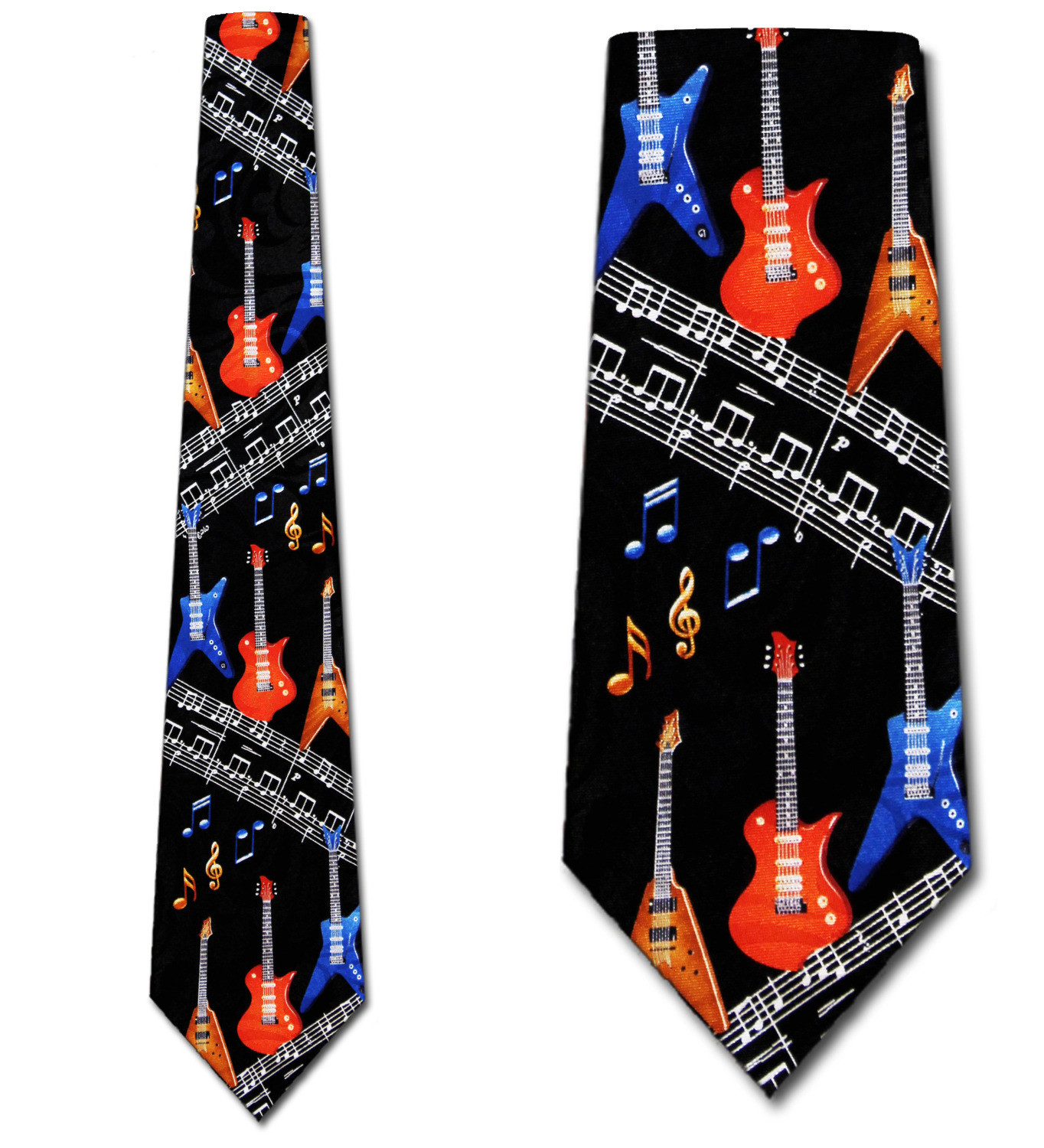 2187-100: Electric Guitar Ties Music Notes Neckties by Steven Harris