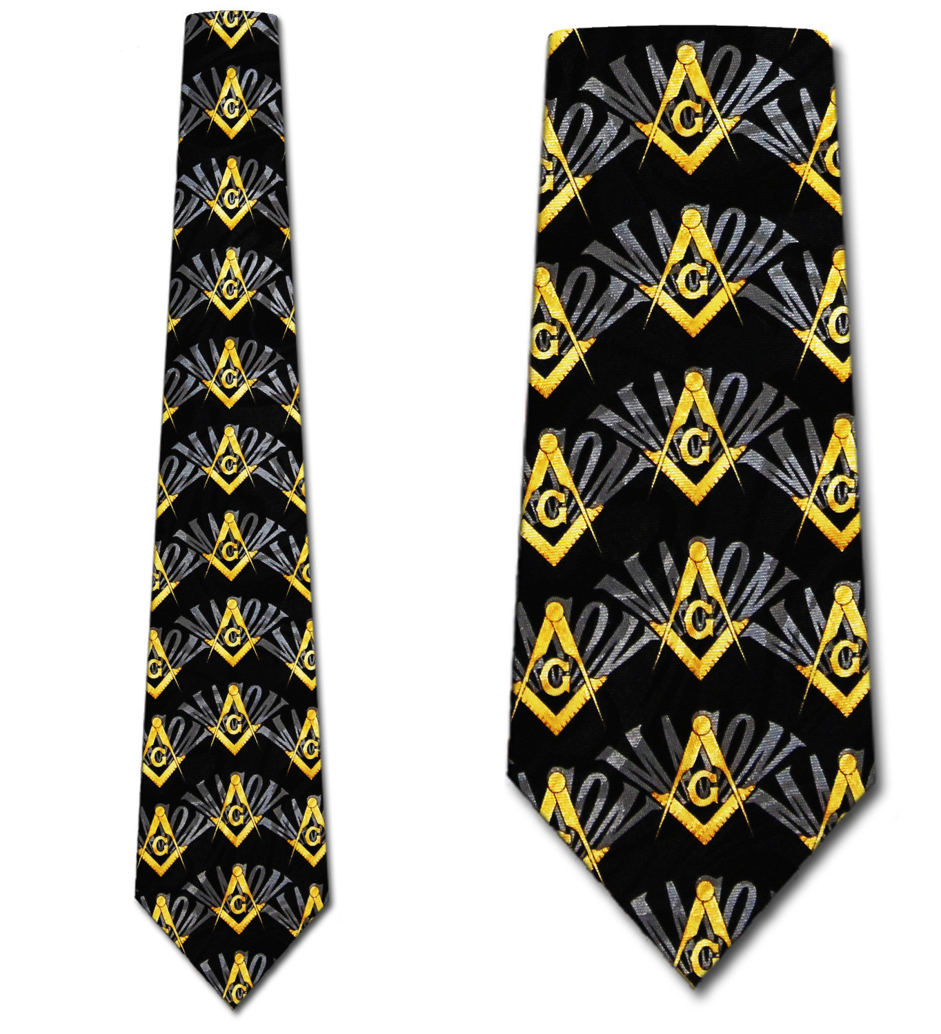 2193-100: Mason Ties Black Horizontal Logo Neckties by Steven Harris