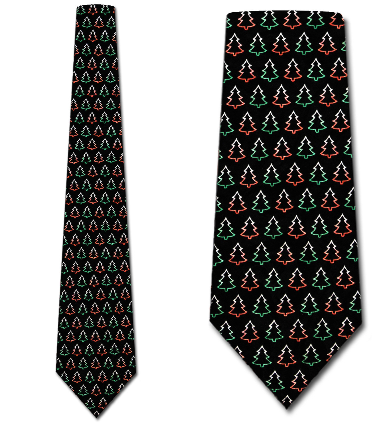 2195-100: Christmas Trees Allover Tie Conservative Holiday Neckties Black by Steven Harris