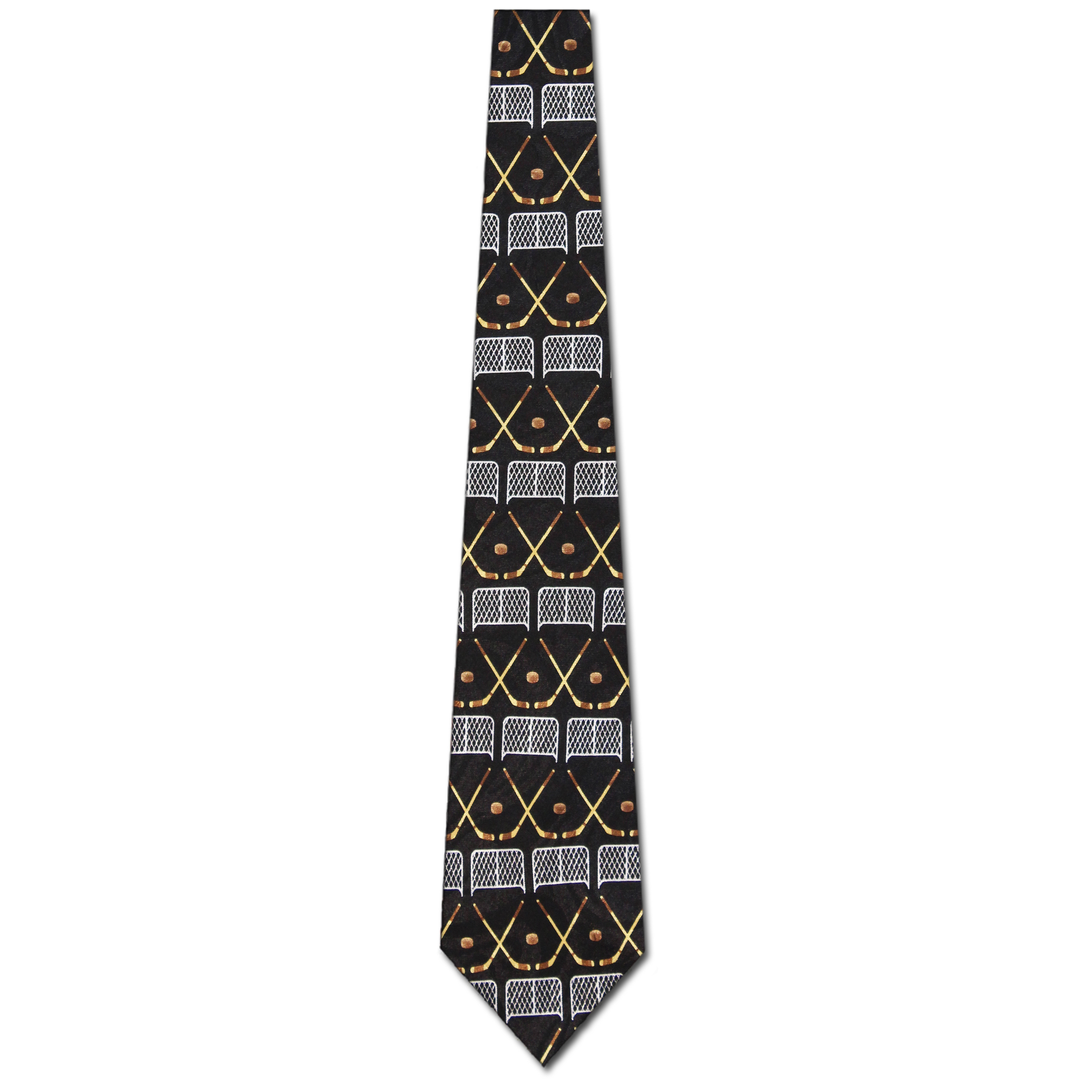 2202-100: Hockey Face Off Ties Black Goal Picks Stinks Necktie by Steven Harris at Abcties.com