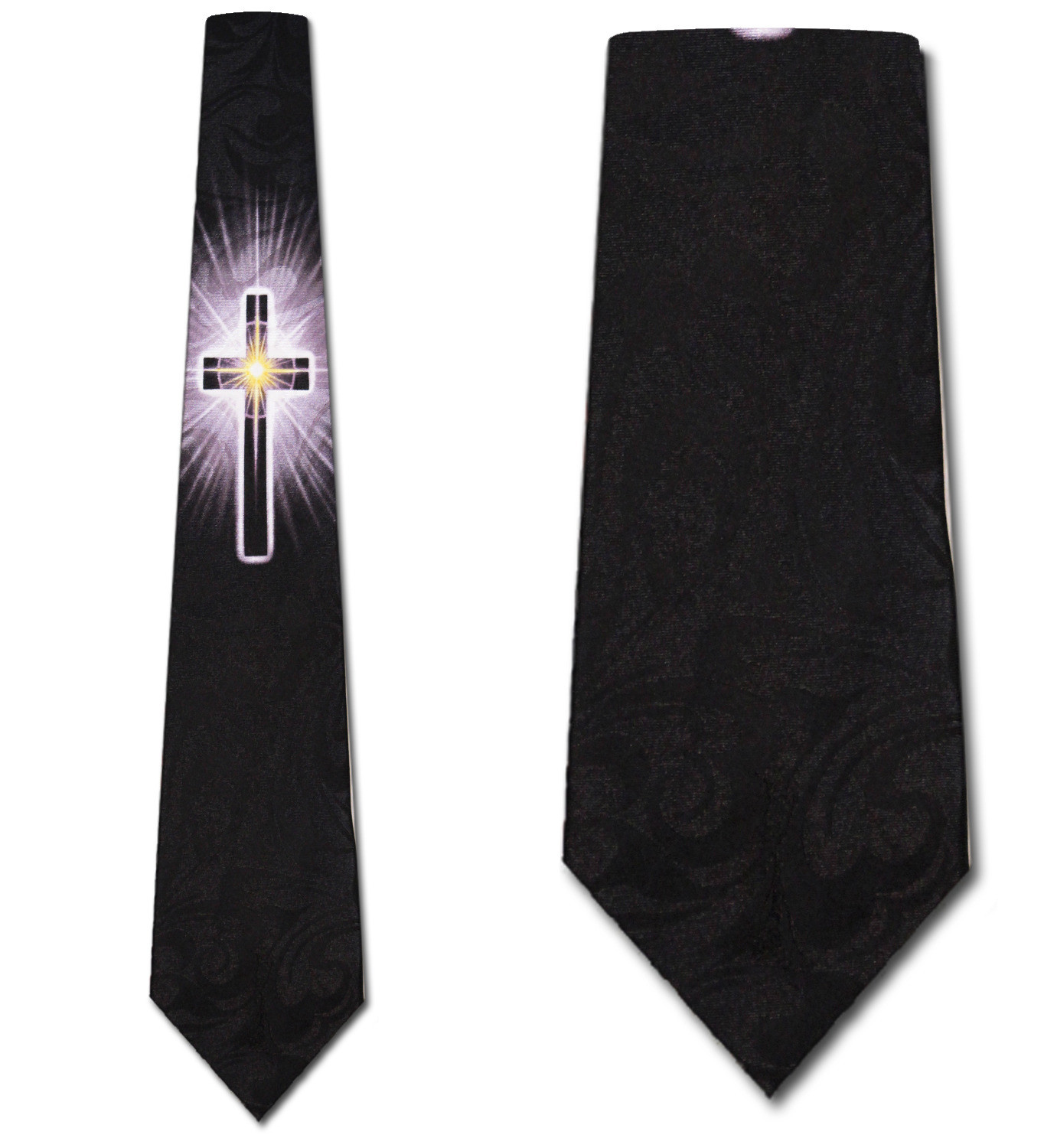 2203-100: Shining Cross Ties Religious Neckties Black by Steven Harris