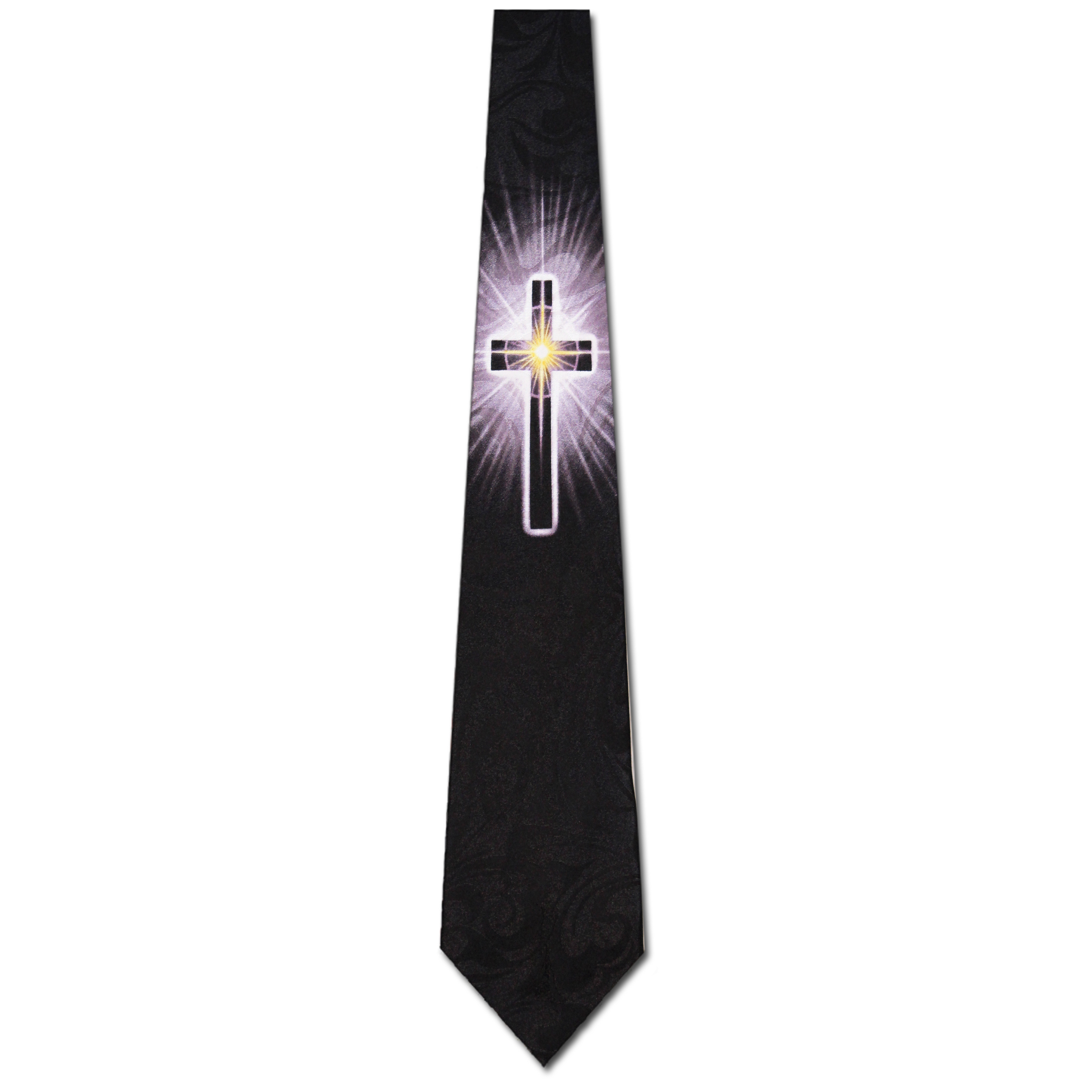 2203-100: Shining Cross Ties Religious Neckties Black by Steven Harris at Abcties.com