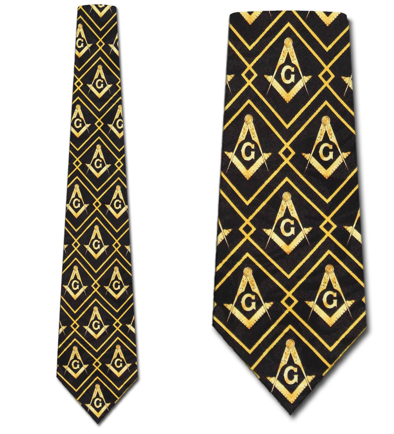 2205-100: Masons Diamond Necktie Black Mason Ties by Steven Harris