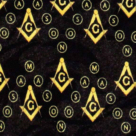 2207-100: Masons Allover Logo Ties Repeat Black Mason Necktie by Steven Harris