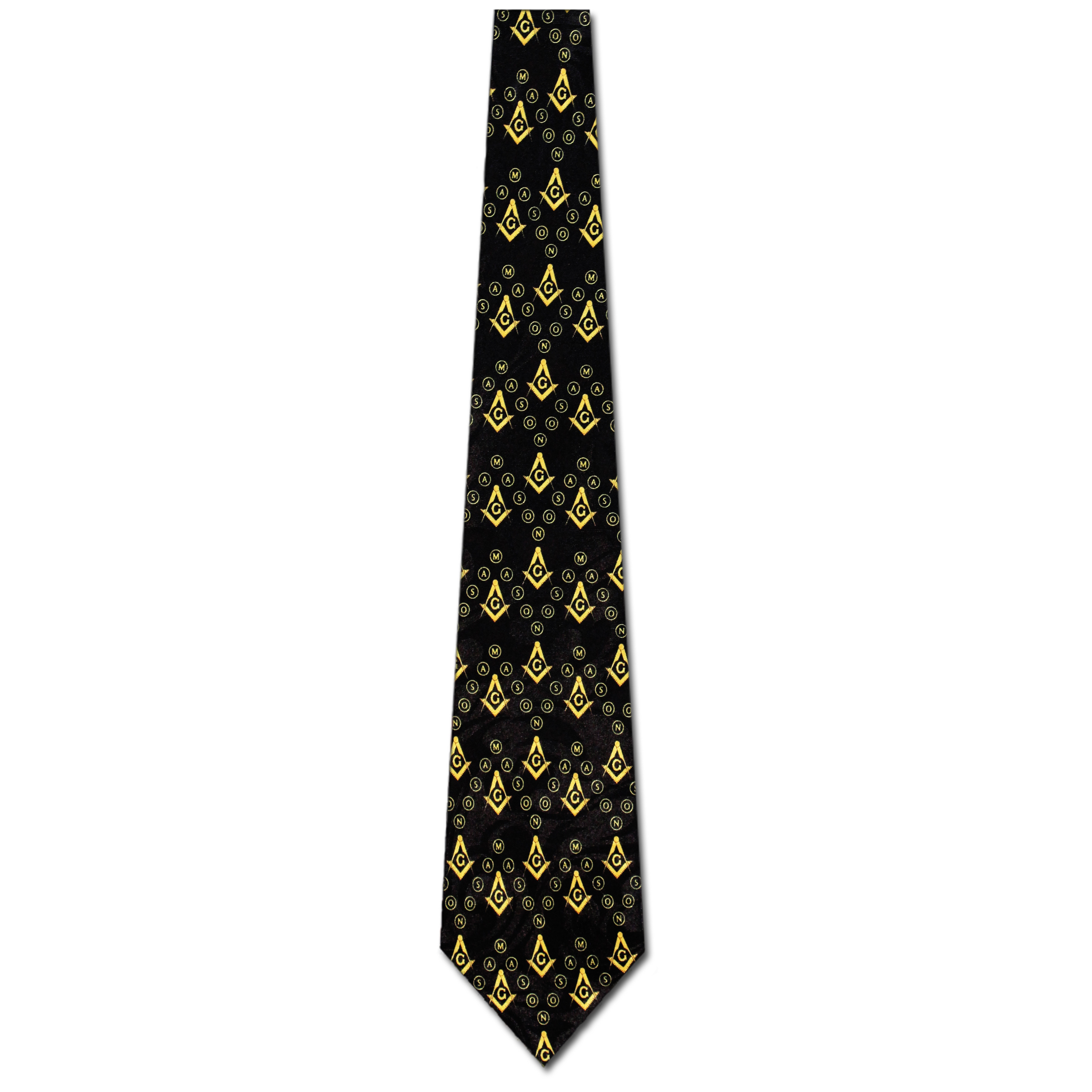 2207-100: Masons Allover Logo Ties Repeat Black Mason Necktie by Steven Harris at Abcties.com