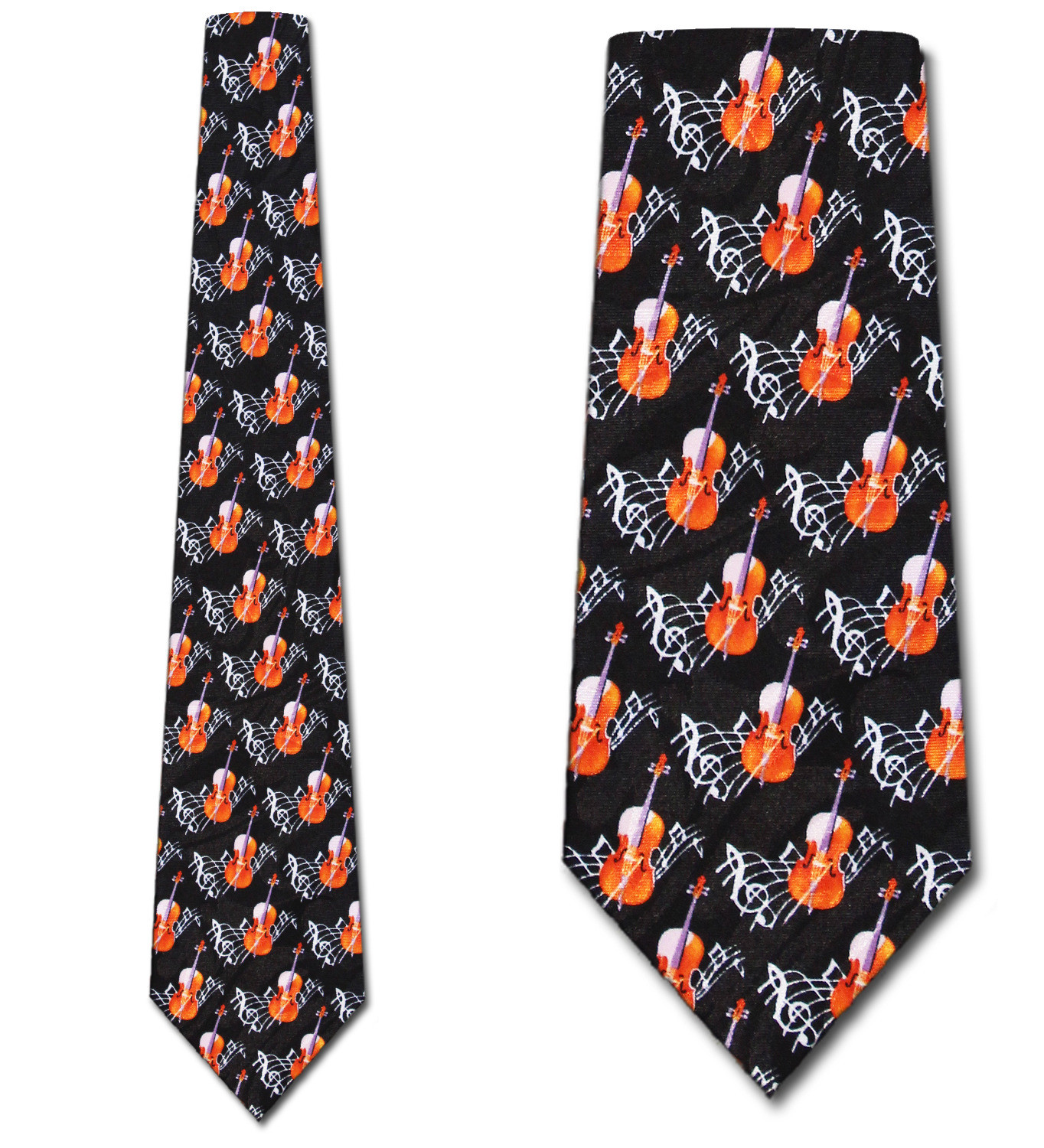 2211-100: Violin Stripe Ties Black Musical Staff Neckties by Steven Harris