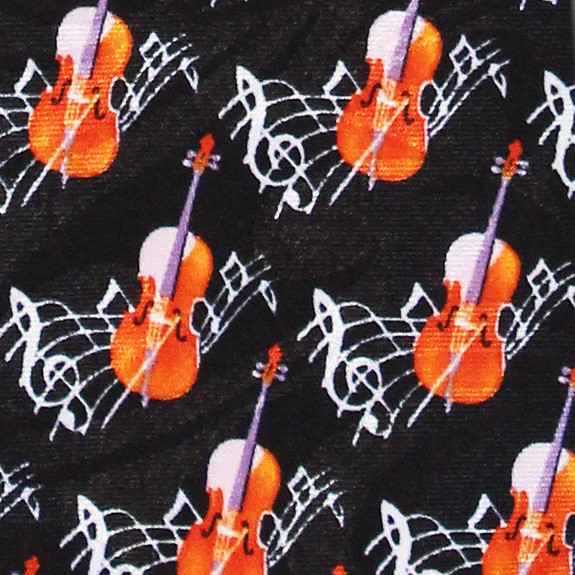 2211-100: Violin Stripe Ties Black Musical Staff Neckties by Steven Harris