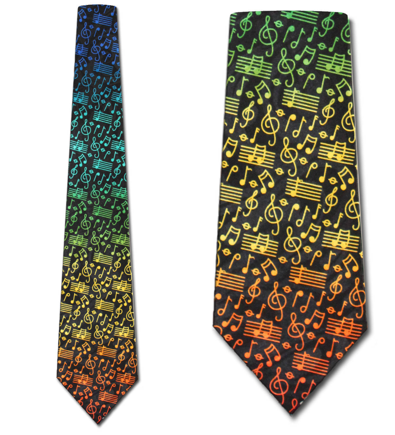 2223-100: Rainbow Notes Tie Black Music Note Neckties by Steven Harris