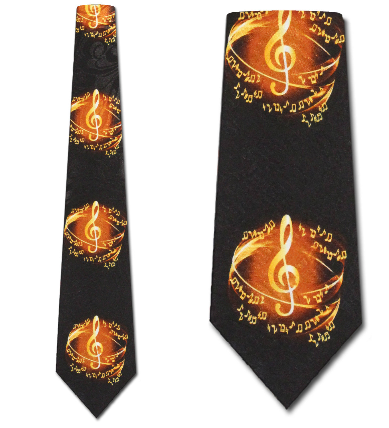 2227-100: Golden G-Clef Tie Music Notes Neckties by Steven Harris