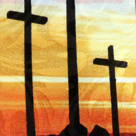 2228-100: Three Crosses at Sunset Tie Christian Neckties Black by Steven Harris