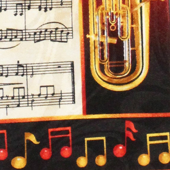 2233-100: Tuba Sheet Music Necktie Red White Musical Note Ties by Steven Harris