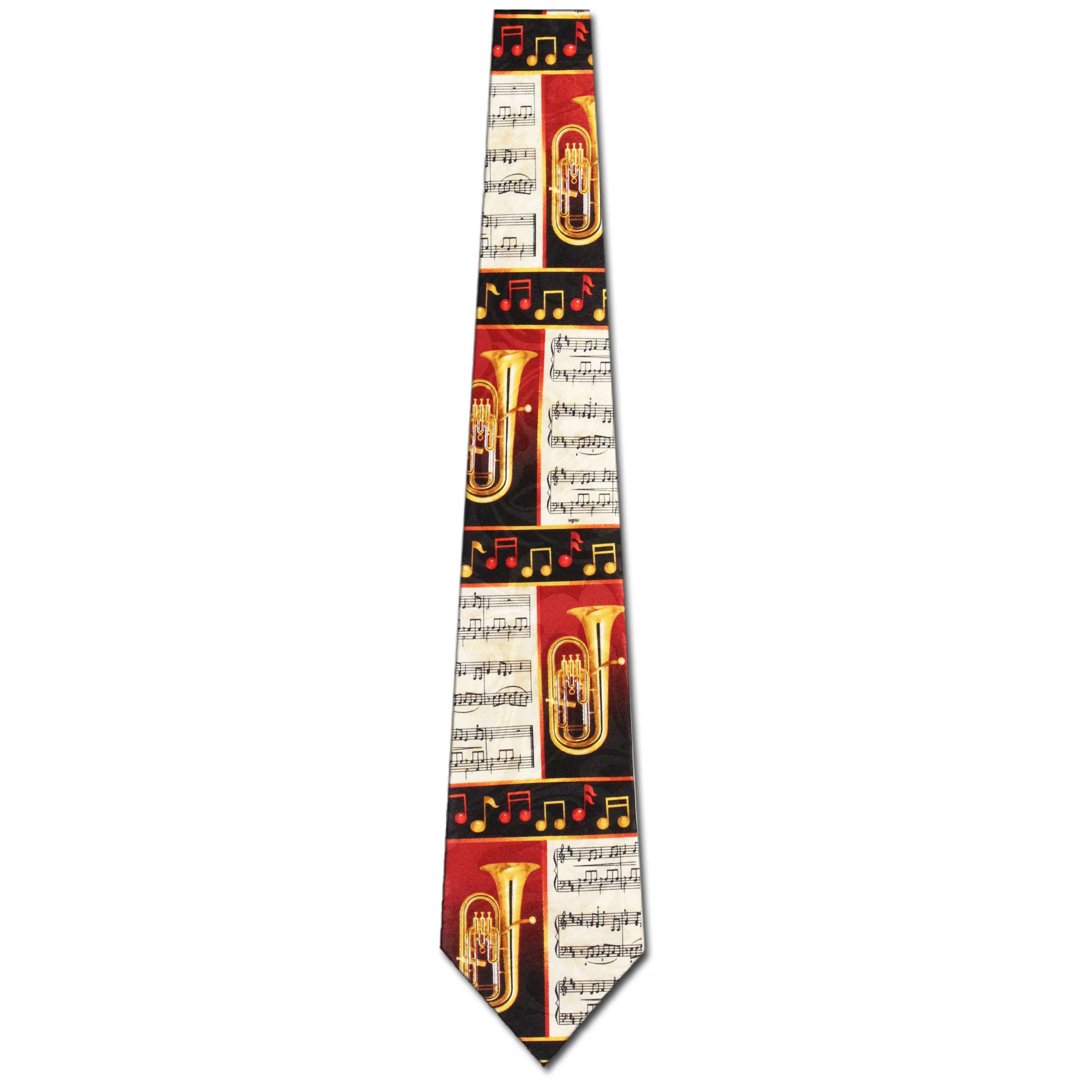 2233-100: Tuba Sheet Music Necktie Red White Musical Note Ties by Steven Harris at Abcties.com