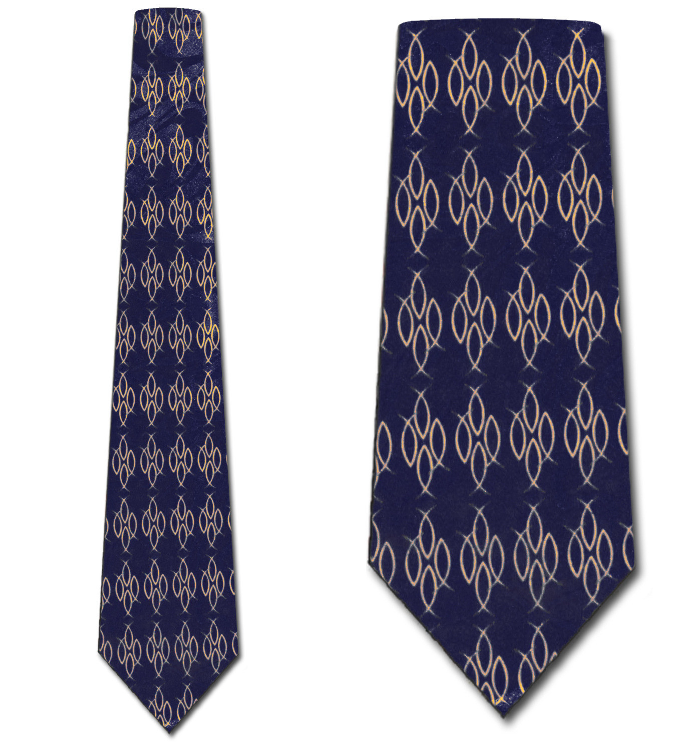 2246-102: School of Jesus Fish Ties Cluster Ichthys Neckties Navy by Steven Harris