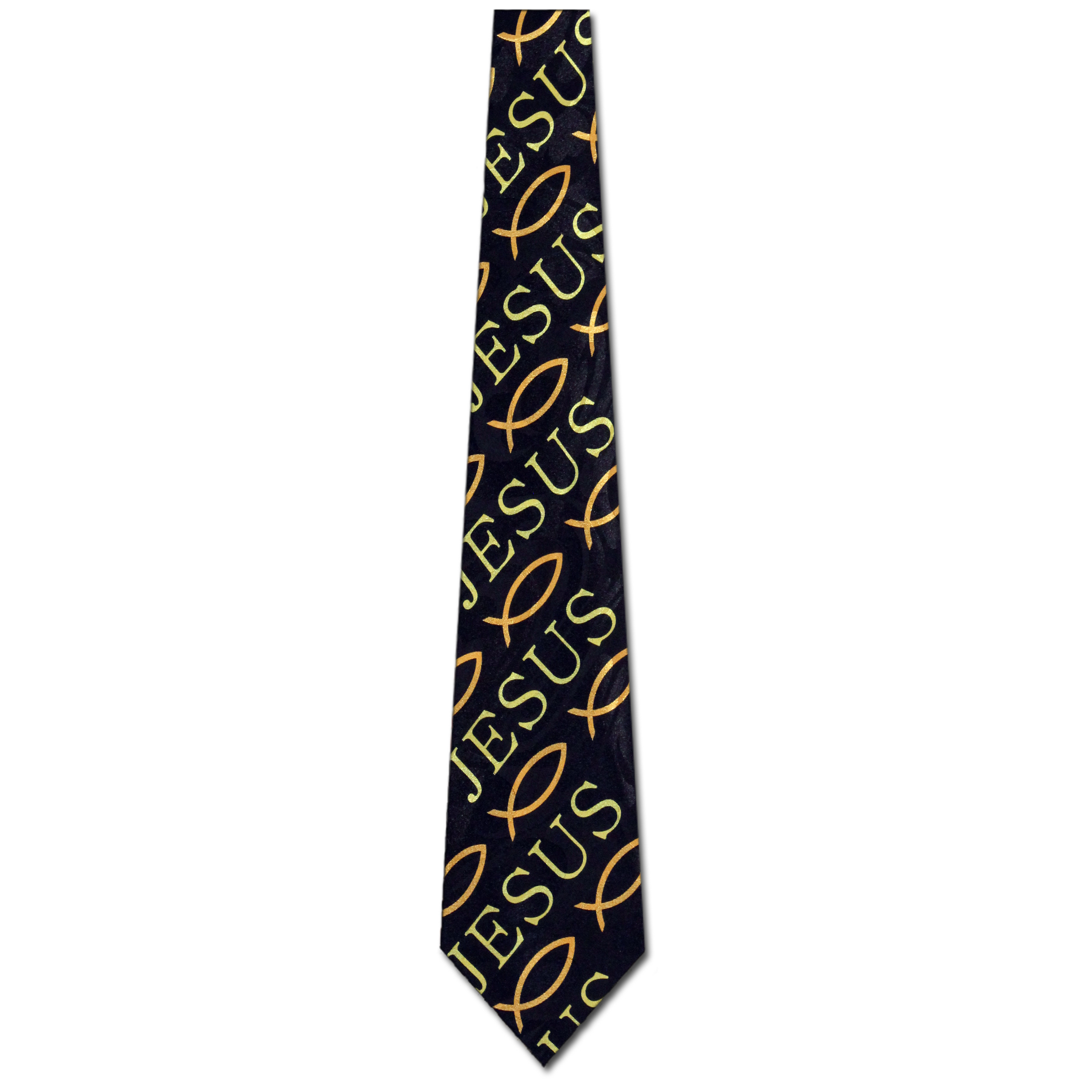 2247-100: Diagonal Jesus Fish Stripe Ties Neckties Black by Steven Harris at Abcties.com