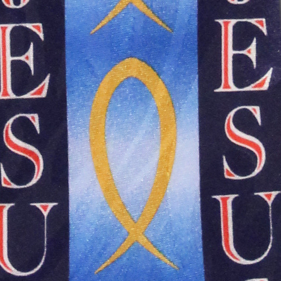 2248-102: I love Jesus Neckties Fish Ichthys Ties Navy by Steven Harris