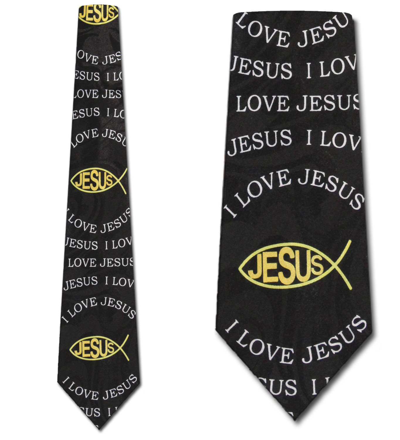 2249-100: Ichthys Ties I love Jesus Neckties Black by Steven Harris