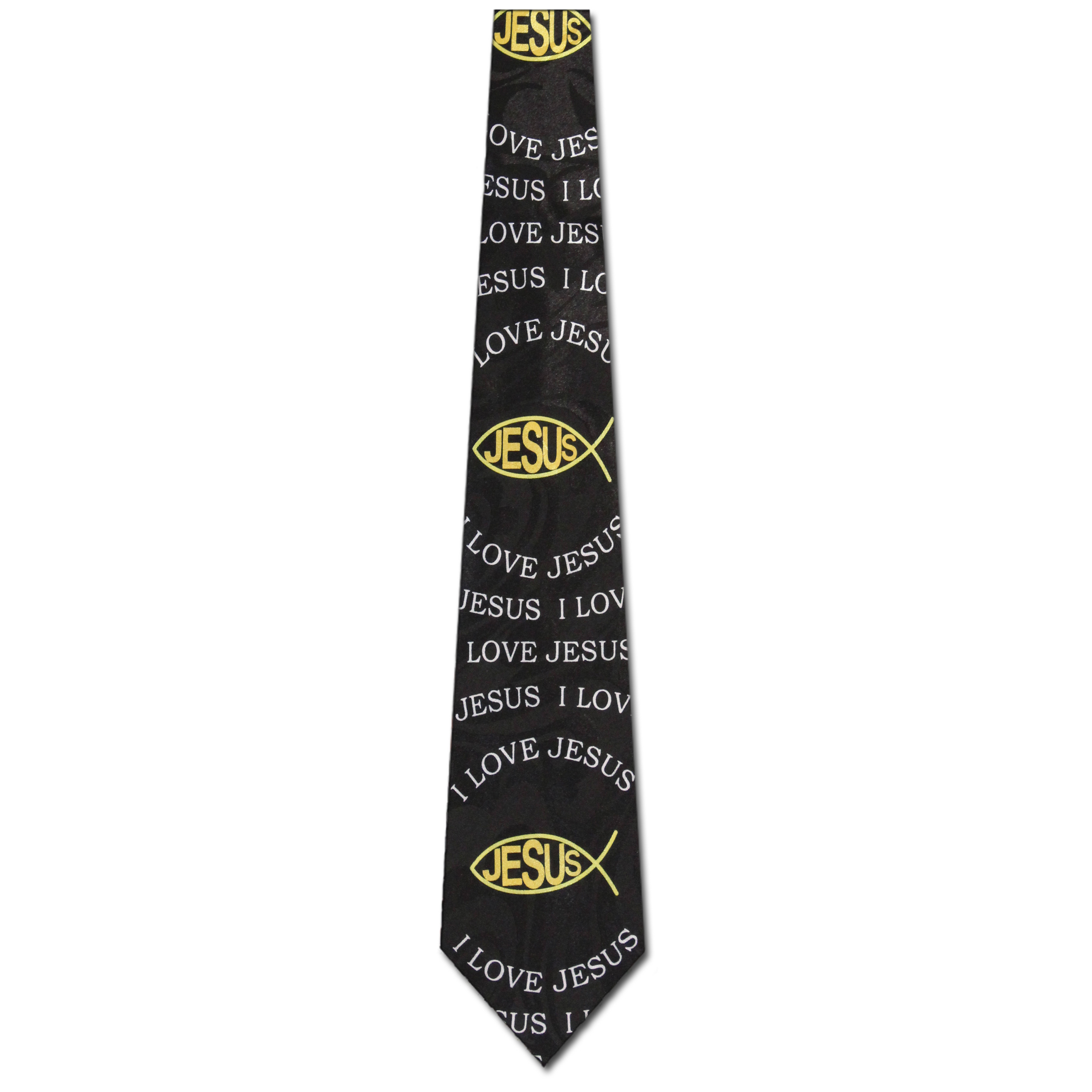 2249-100: Ichthys Ties I love Jesus Neckties Black by Steven Harris at Abcties.com
