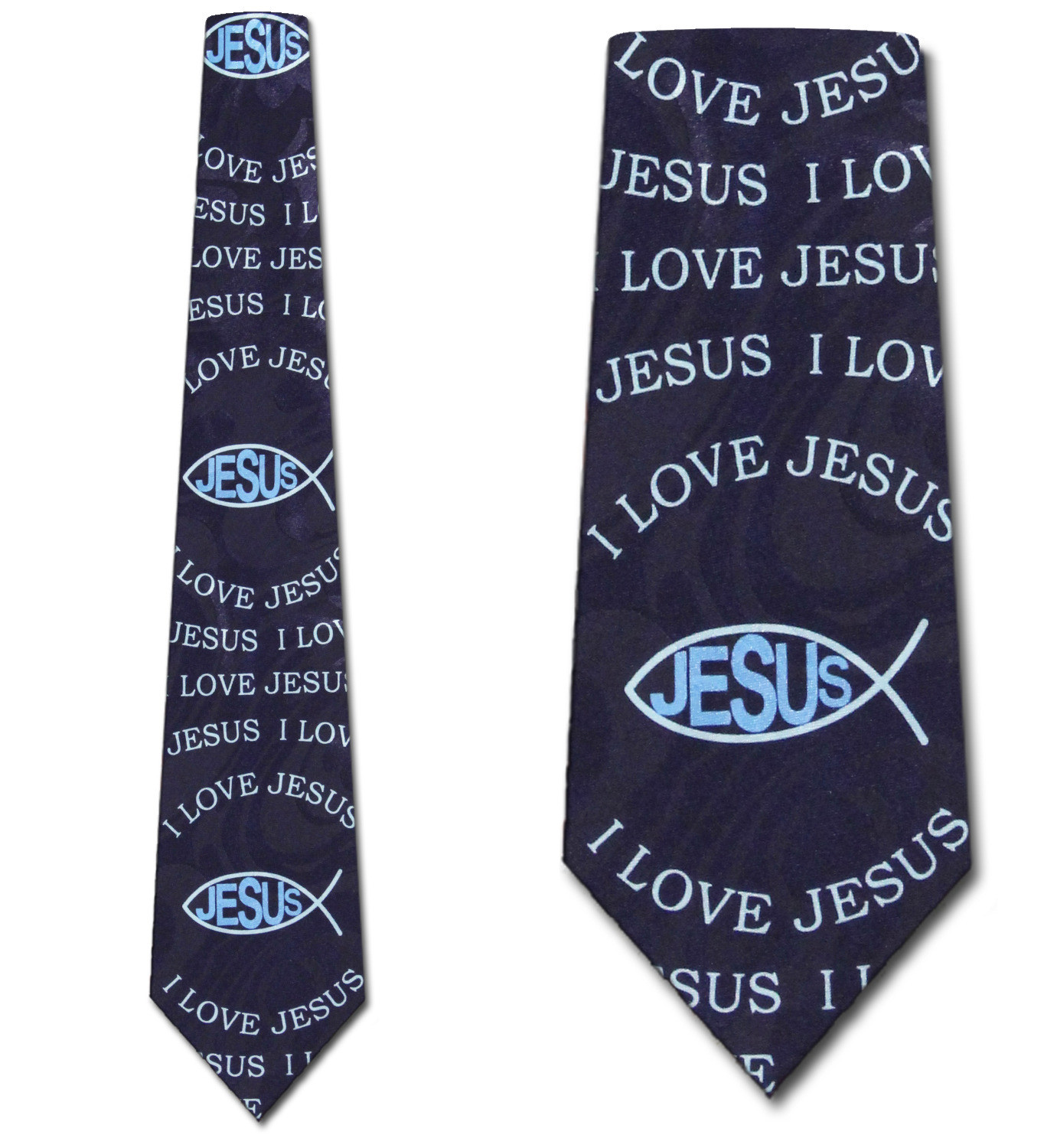 2249-102: Ichthys Ties I love Jesus Neckties Navy by Steven Harris