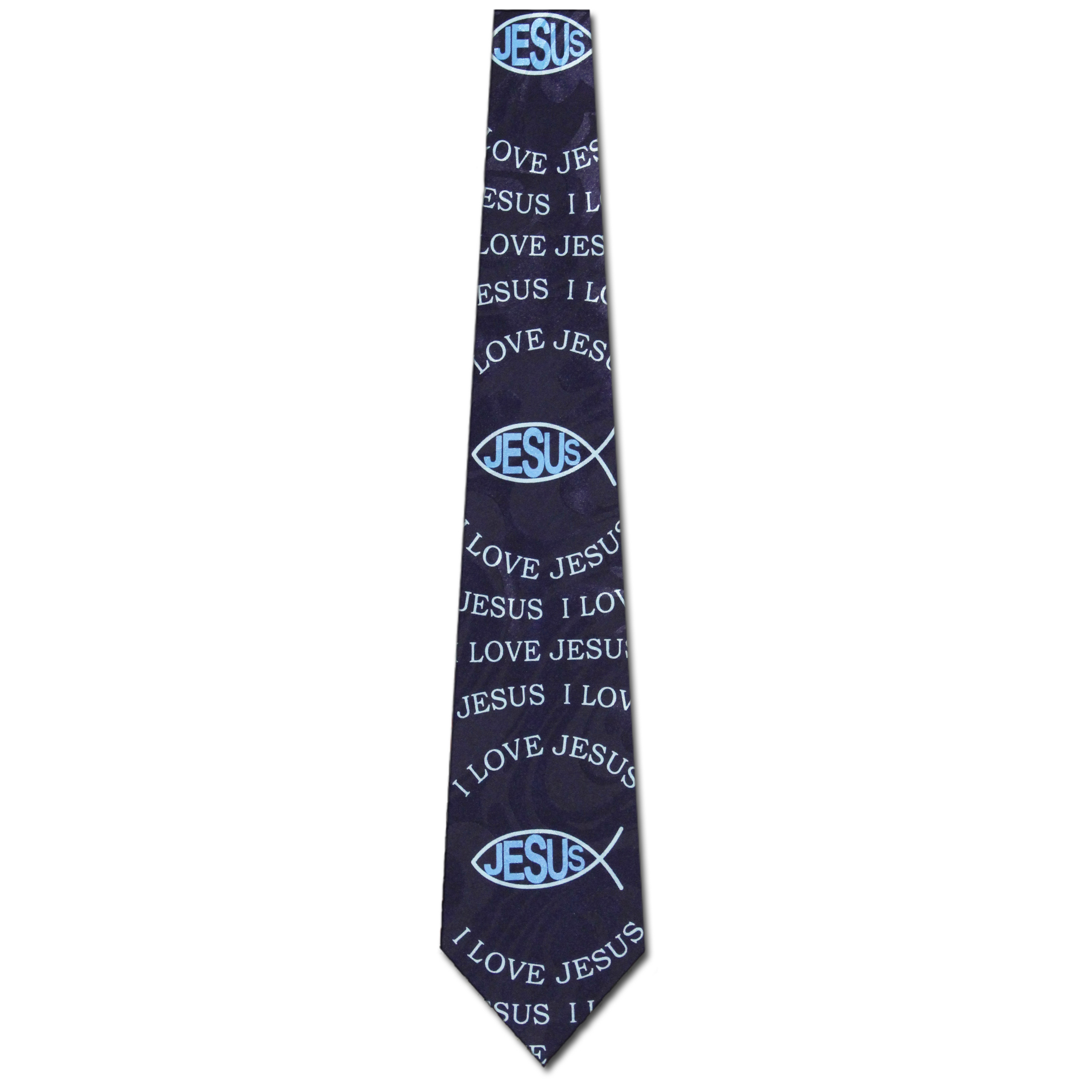 2249-102: Ichthys Ties I love Jesus Neckties Navy by Steven Harris at Abcties.com
