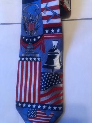 2250-100: Patriotic American Ties Icons Liberty Bell Flag Necktie by Steven Harris
