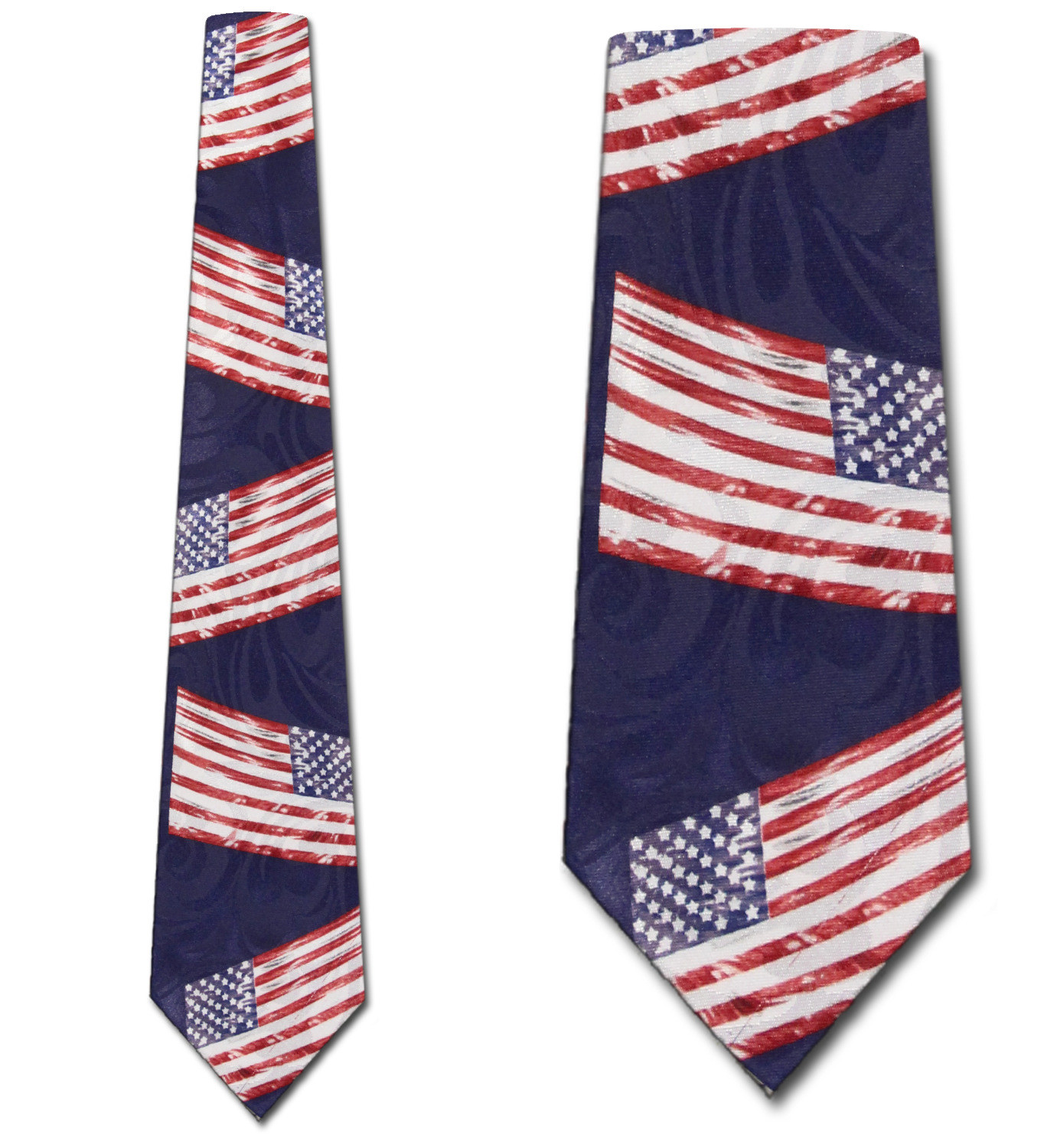 2251-100: Distressed US Flags Tie Patriotic American Necktie by Steven Harris
