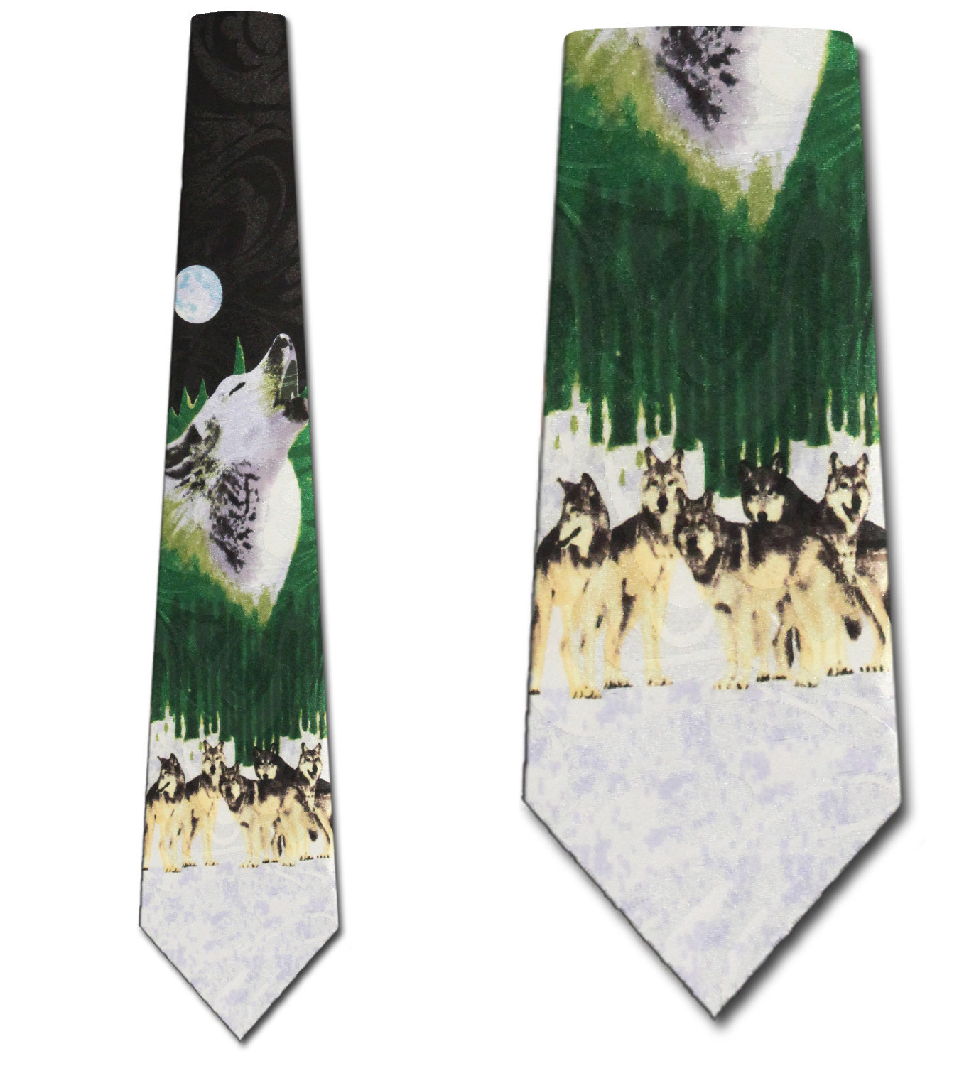 2254-100: Howling Wolf Ties Black Wolves Necktie by Steven Harris