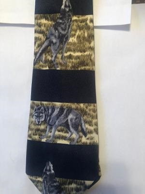 2255-100: Wolves Tie Horizontal Stripe Wolf Necktie by Steven Harris at Abcties.com