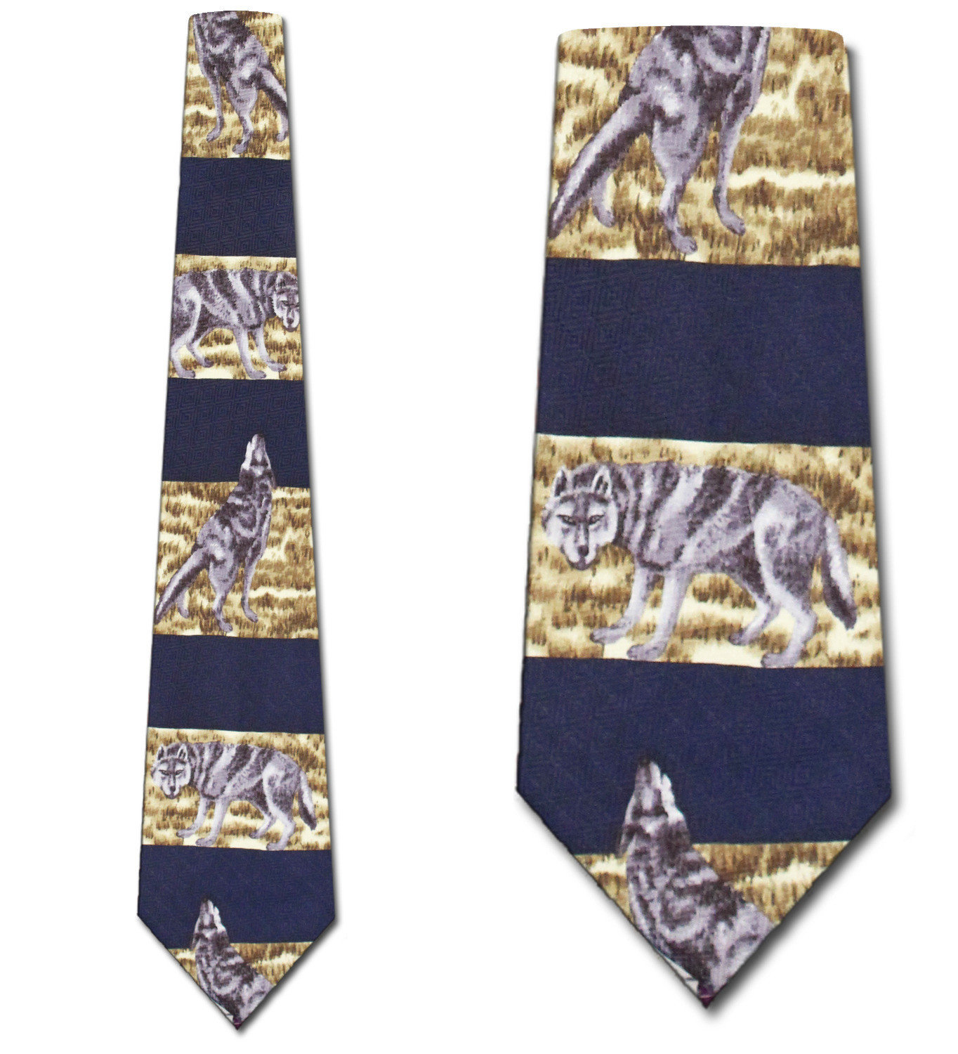 2255-102: Wolf Ties Navy Wolves Panel Necktie by Steven Harris