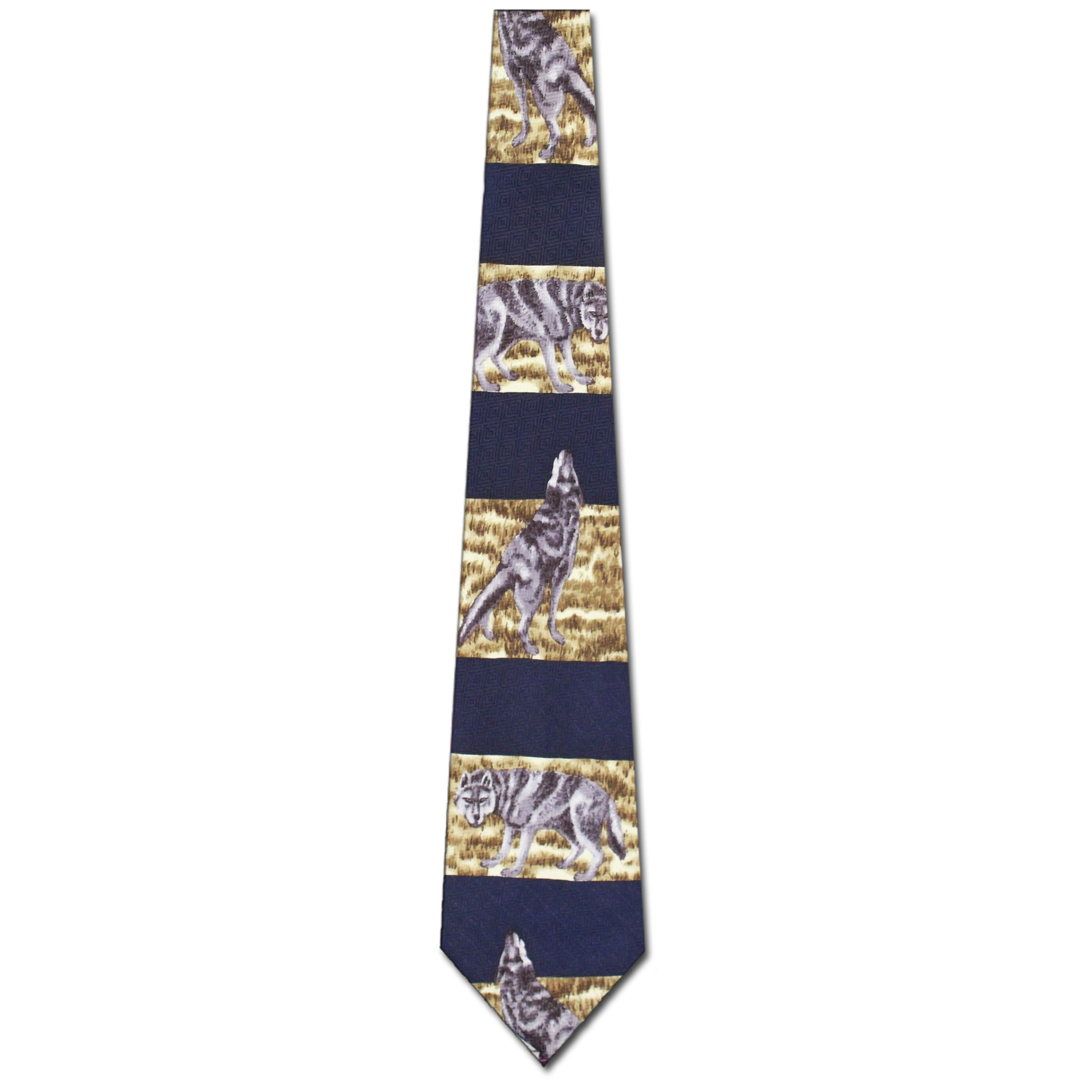 2255-102: Wolf Ties Navy Wolves Panel Necktie by Steven Harris at Abcties.com