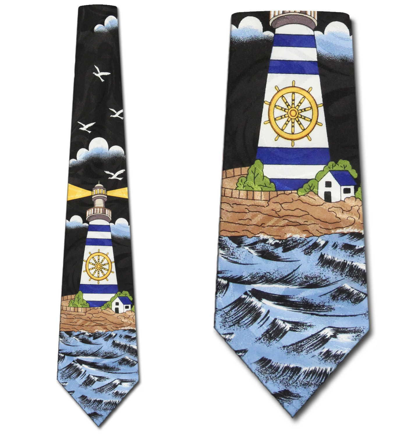 2256-100: Guidance Through the Storm Ties Lighthouse Neckties by Steven Harris