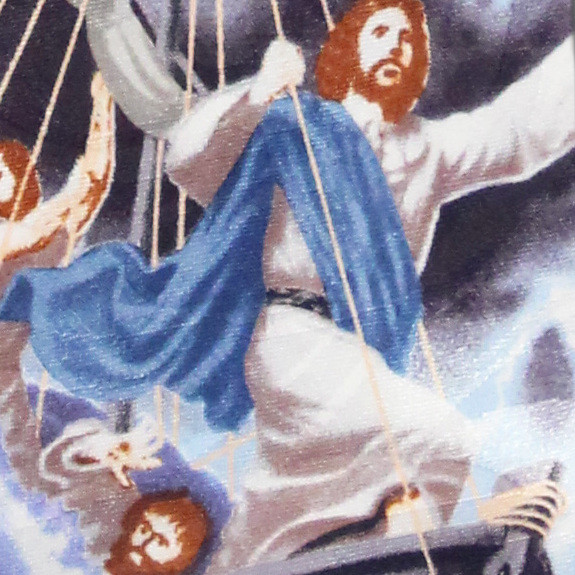 2265-102: Jesus Calming the Storm Tie Disciples Sea of Galilee Neckties Navy by Steven Harris