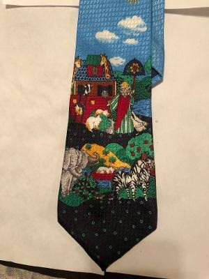 2267-100: Noah and His Ark Necktie Faith Neckties Black by Steven Harris at Abcties.com