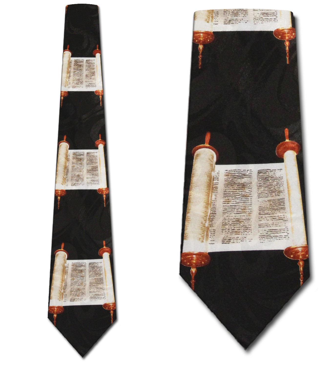 2268-100: Torah Ties Scrolls Five Books of Moses Necktie Black by Steven Harris