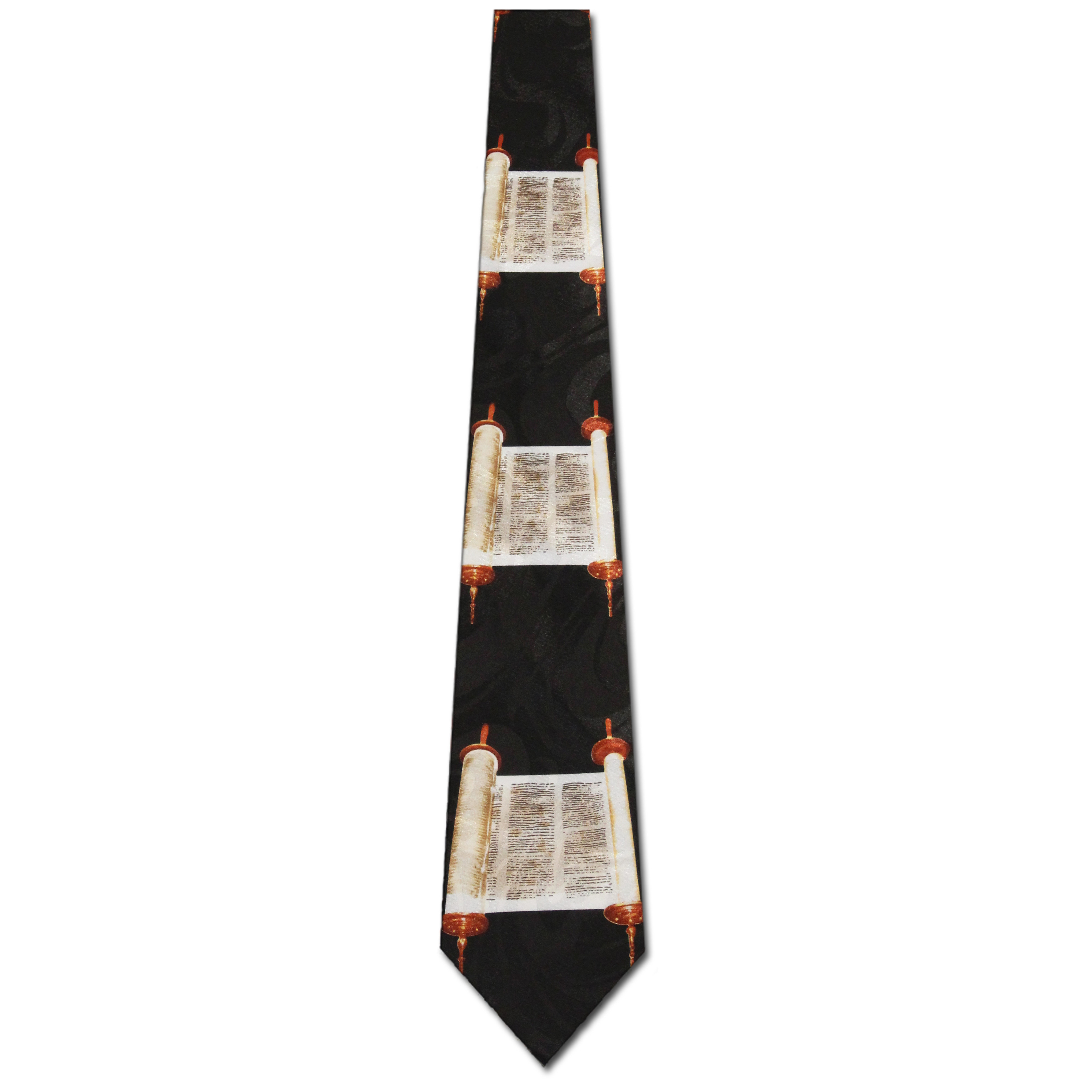 2268-100: Torah Ties Scrolls Five Books of Moses Necktie Black by Steven Harris at Abcties.com
