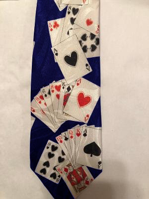 2271-102: Card Game Ties Playing Cards Neckties Navy by Steven Harris
