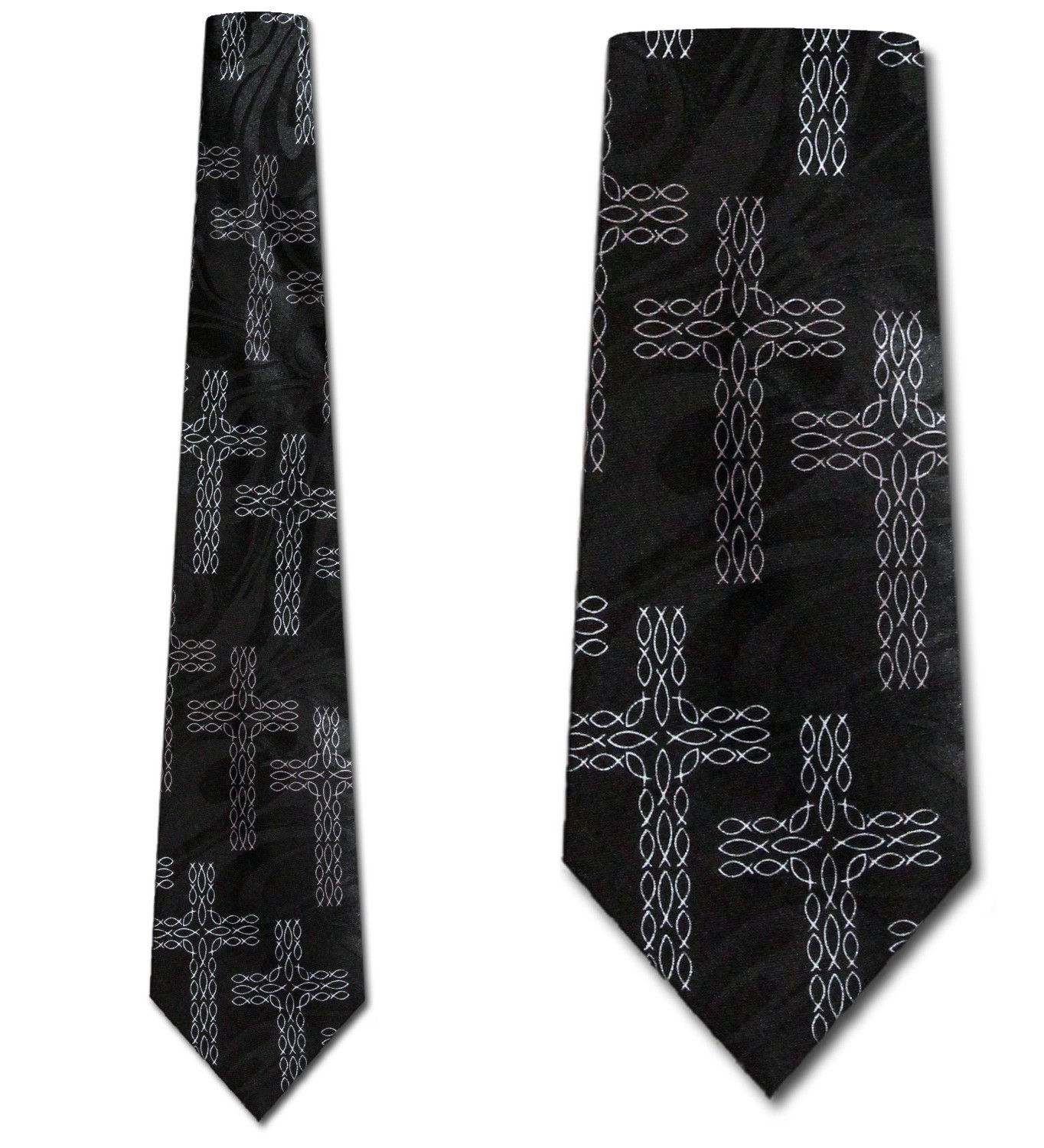 2287-100: Fish Cross Neckties Faith Jesus Ties Black by Steven Harris at Abcties.com