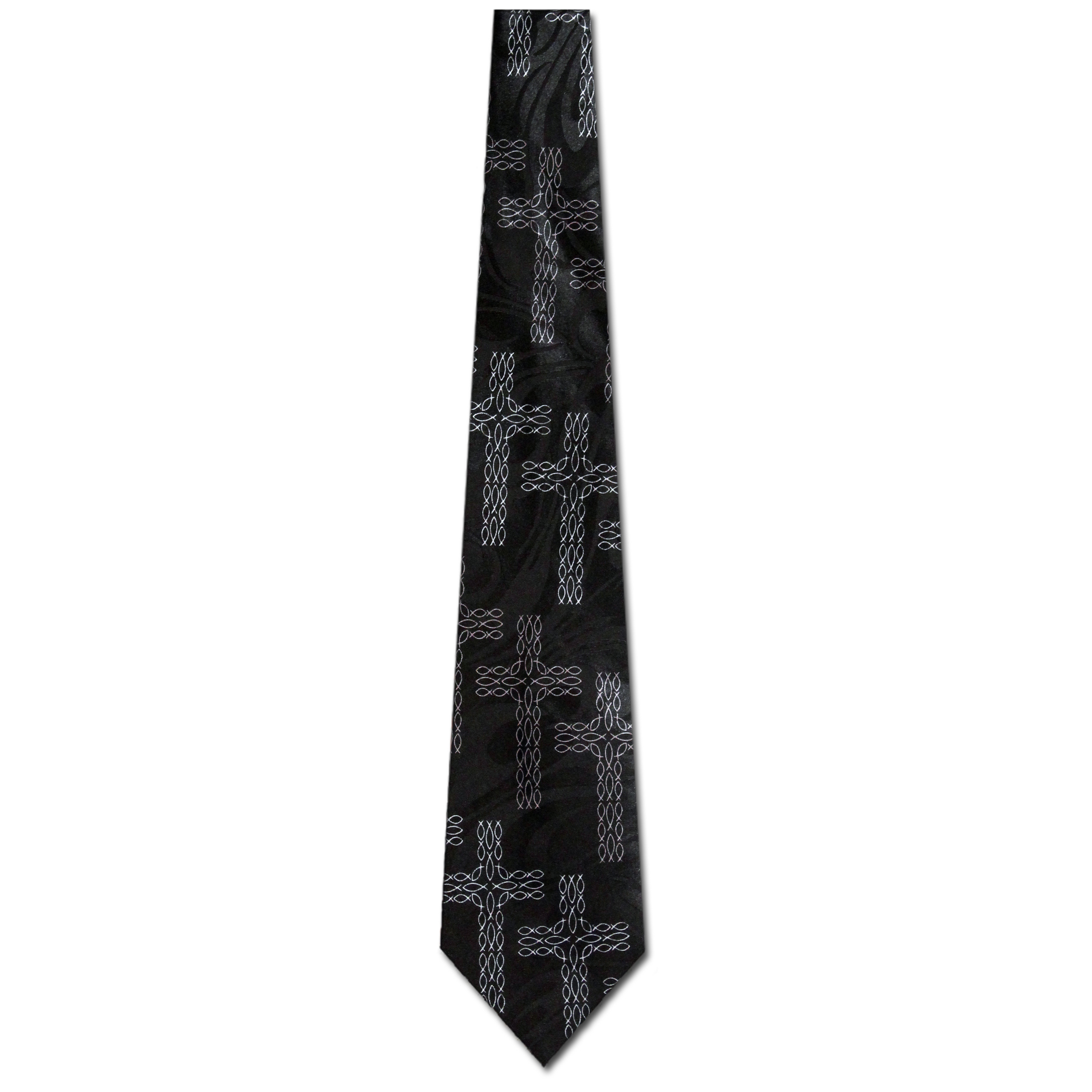 2287-100: Fish Cross Neckties Faith Jesus Ties Black by Steven Harris at Abcties.com