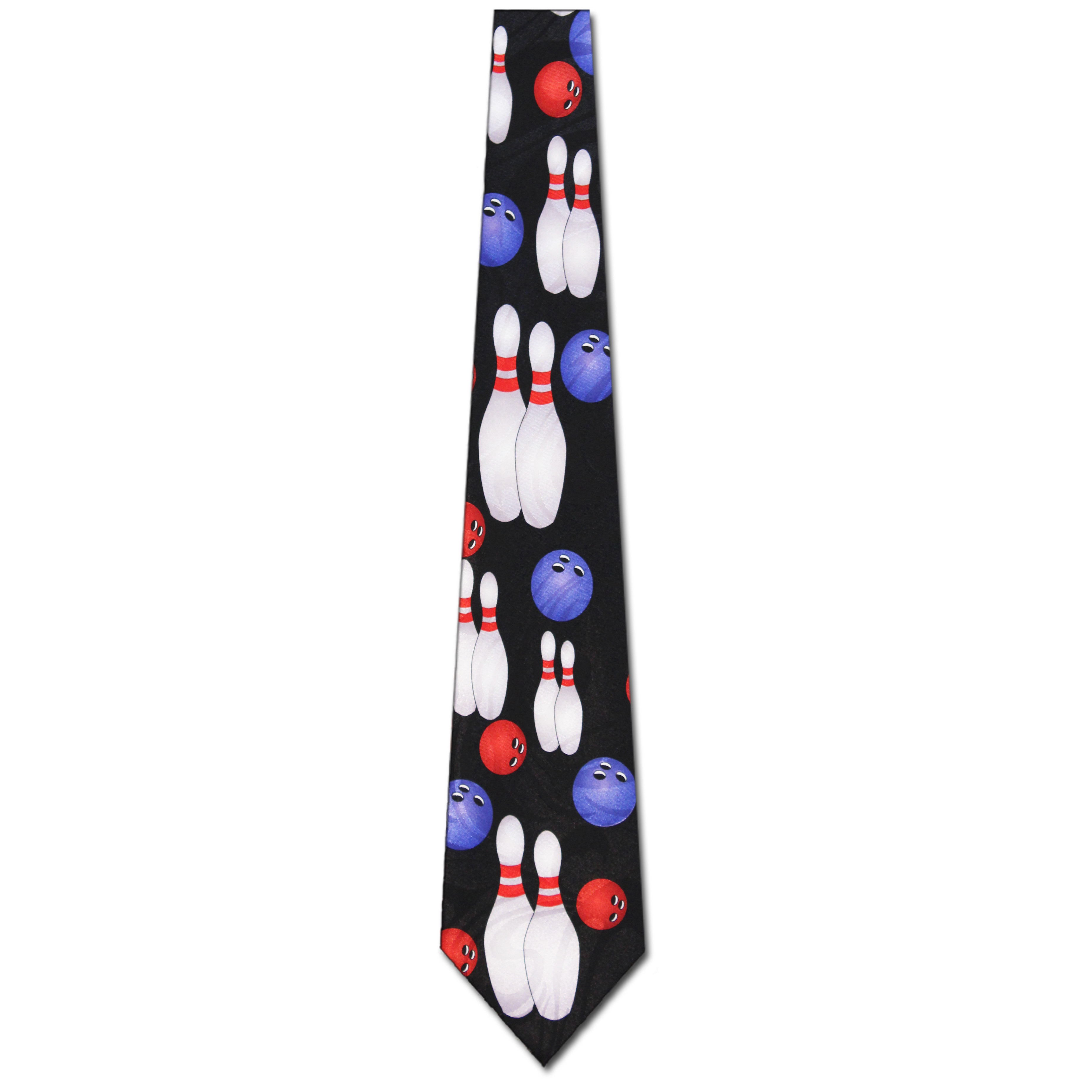 2291-100: Bowling Pins Balls Necktie Black Neckties by Steven Harris at Abcties.com