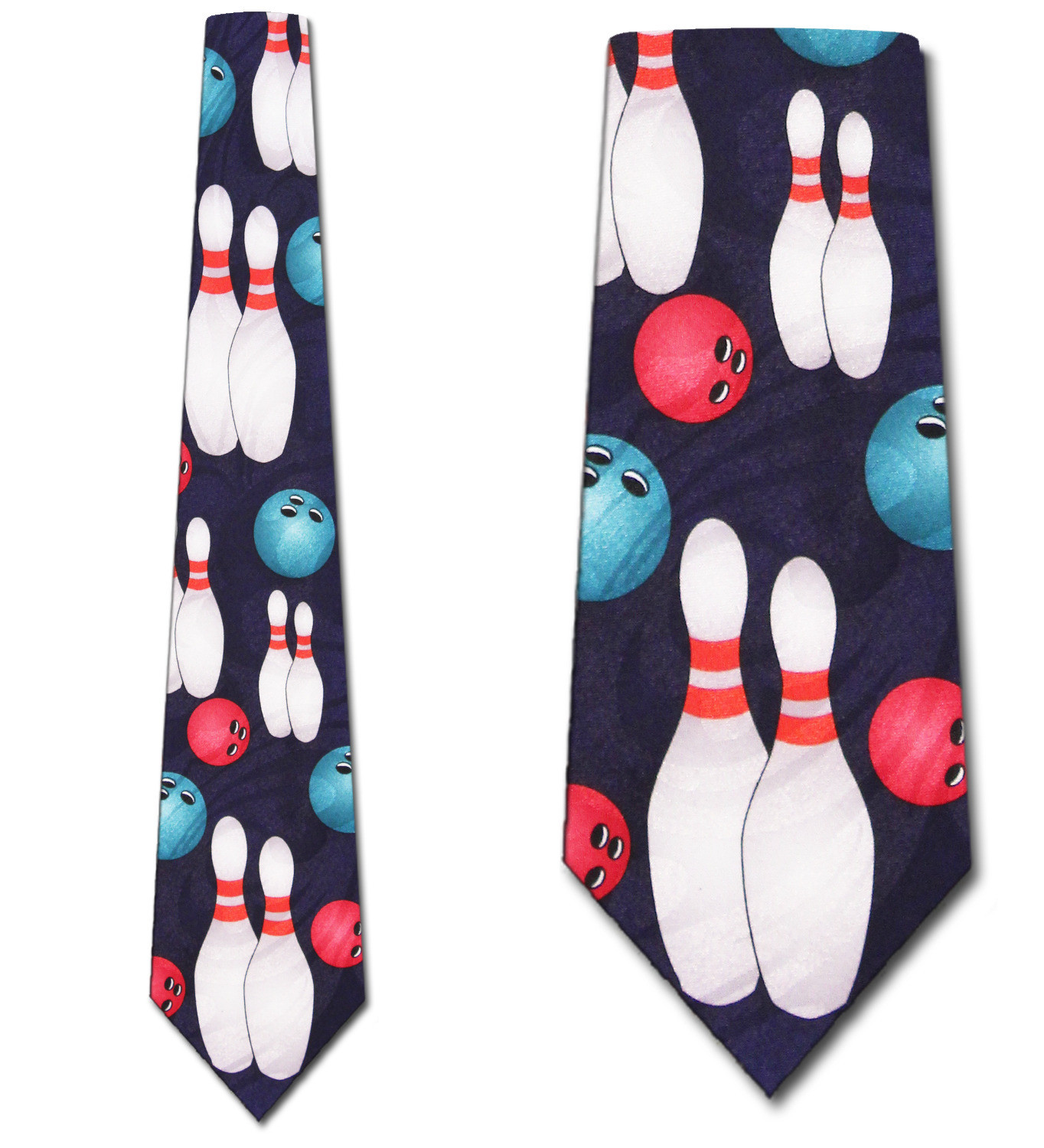 2291-102: Bowling Pins Balls Necktie Navy Neckties by Steven Harris