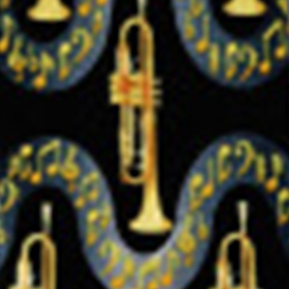 2293-100: Trumpet Wave Ties Black Music Horn Notes Necktie by Steven Harris