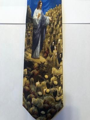 2301-102: Jesus with Followers Tie Church Faith Neckties Blue by Steven Harris at Abcties.com