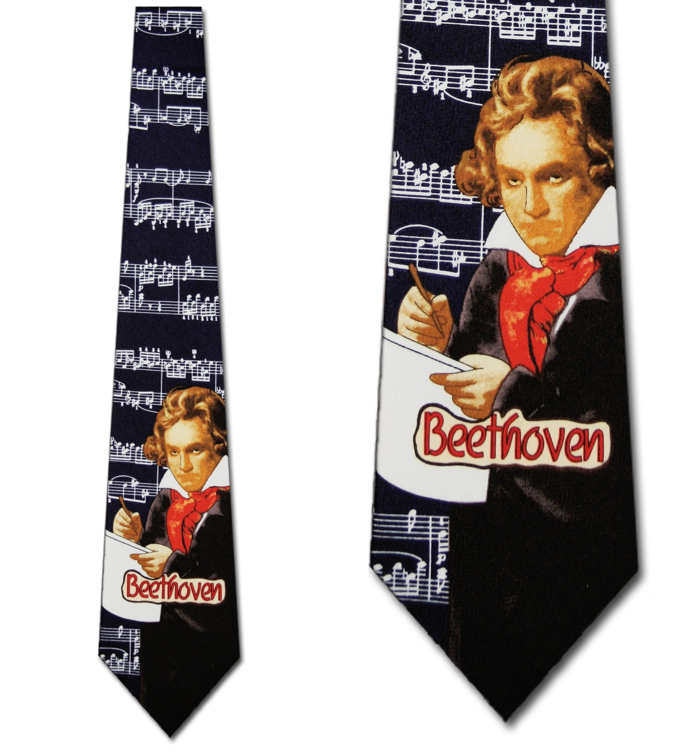 2304-100: Beethoven Ties Symphony Music Neckties Black by Steven Harris