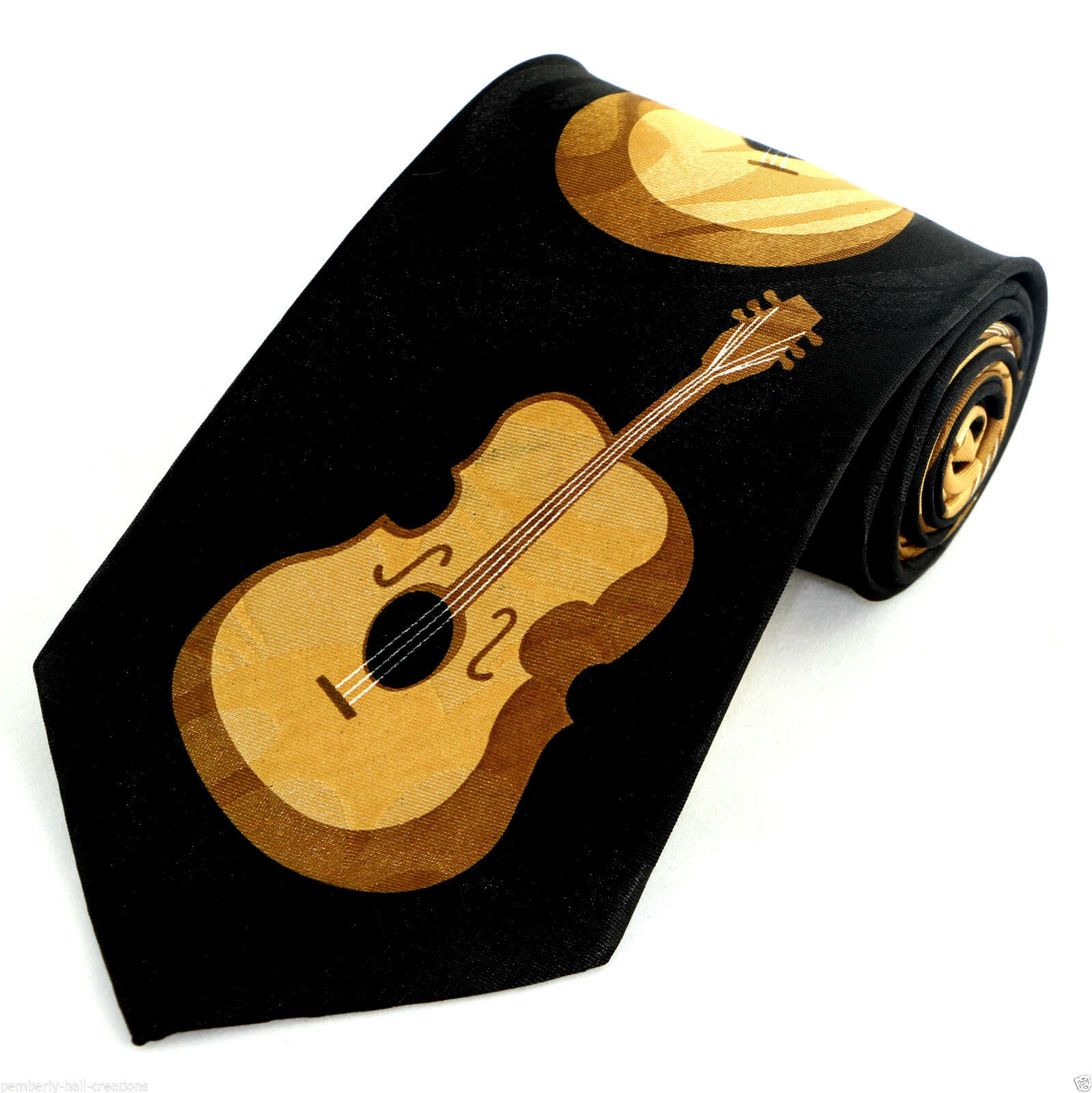 2306-100: Acoustic Guitars Tie Music Guitar Neckties Black by Steven Harris
