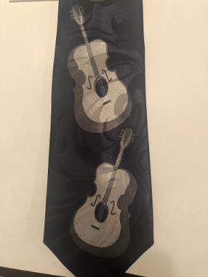 2306-102: Acoustic Guitars Tie Music Guitar Neckties Black Grey by Steven Harris
